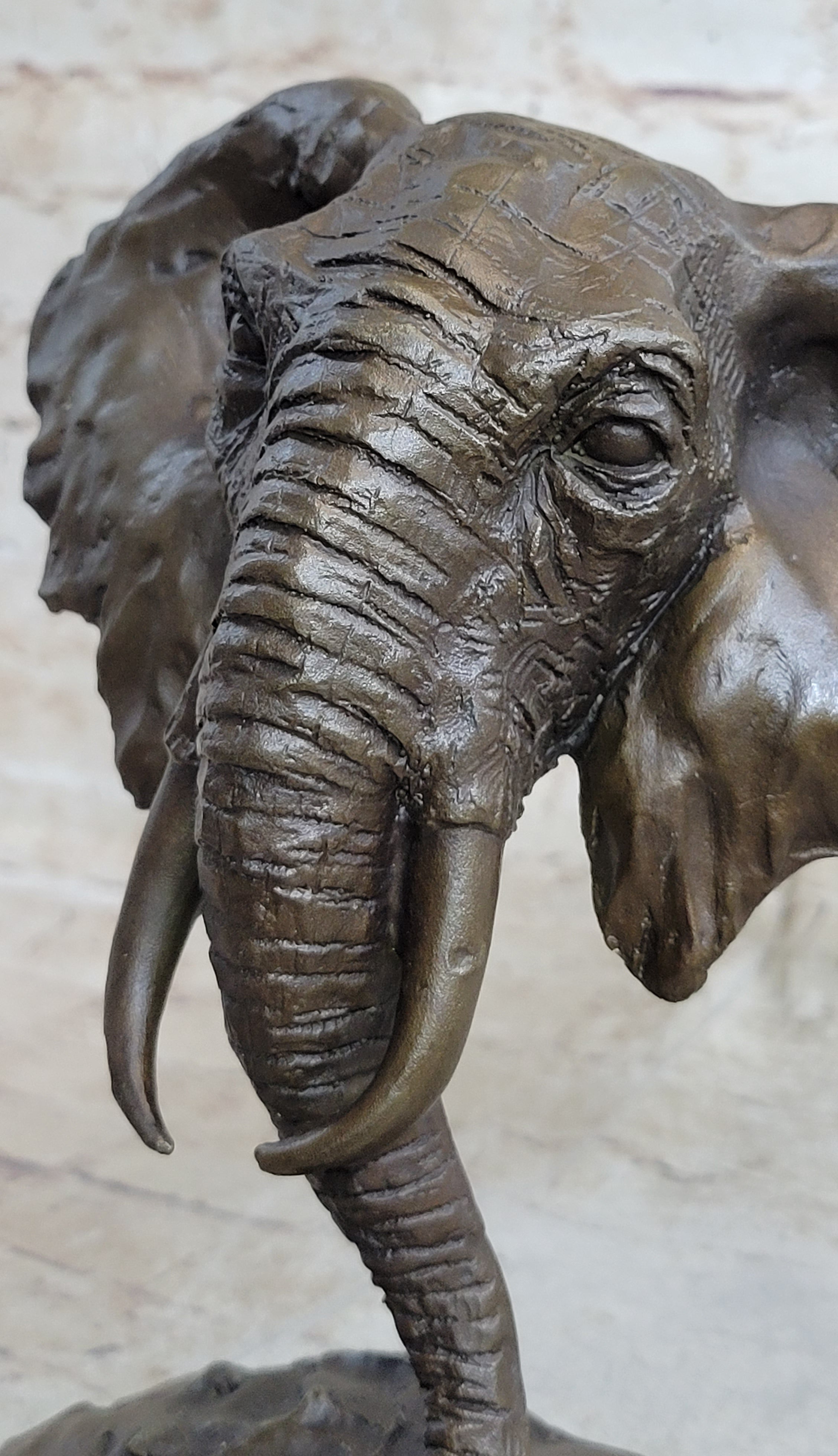 Original Milo Large Elephant Bust Bronze Sculpture Statue Wildlife Safari Decor