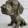 Bobble Head Style Floppy Eared Dog Cute Bronze Statue Sculpture Signed Collectible 9" x 9"