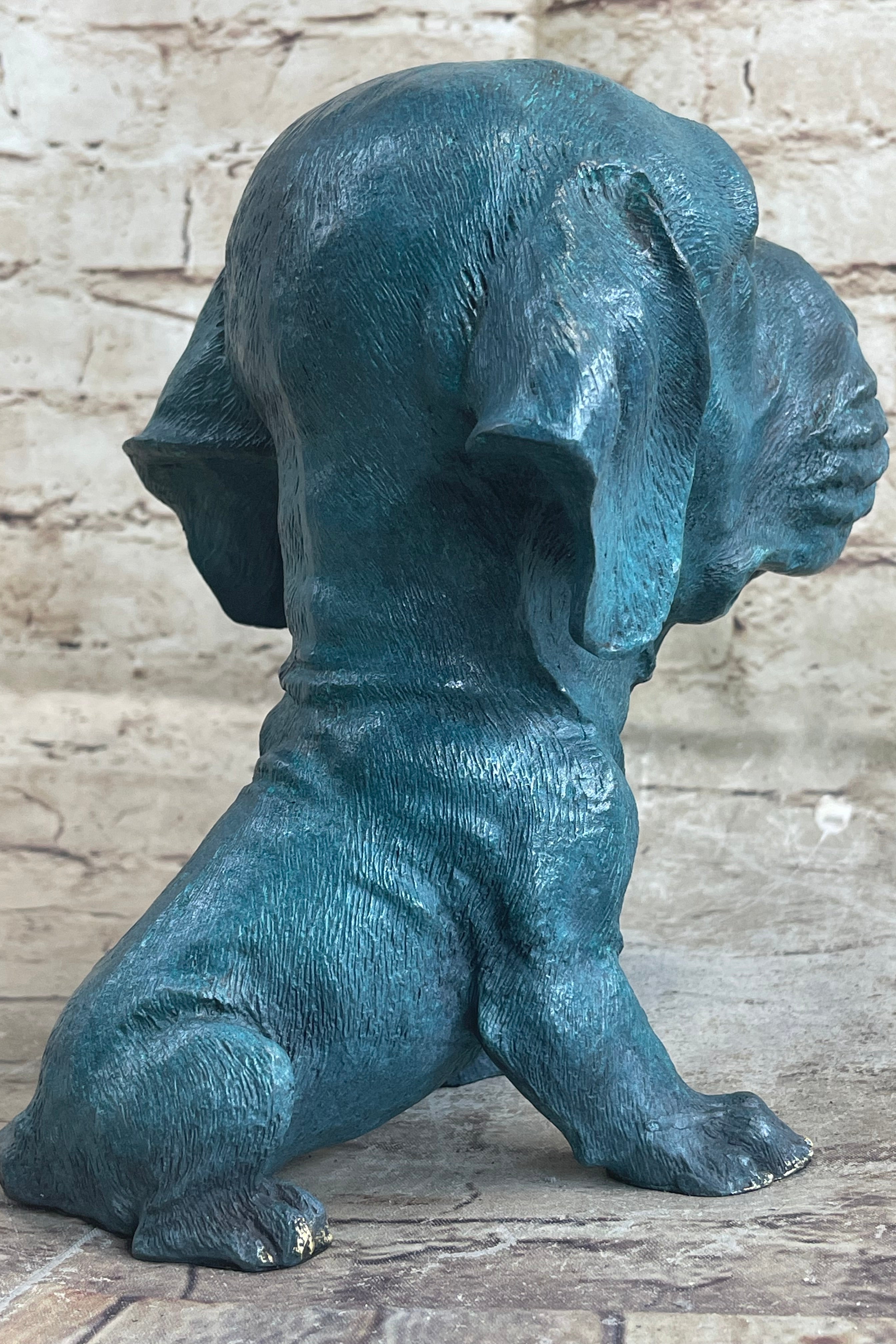 Bobble Head Style Labrador Retriever Puppy Dog Bronze Metal Figure Statue Art