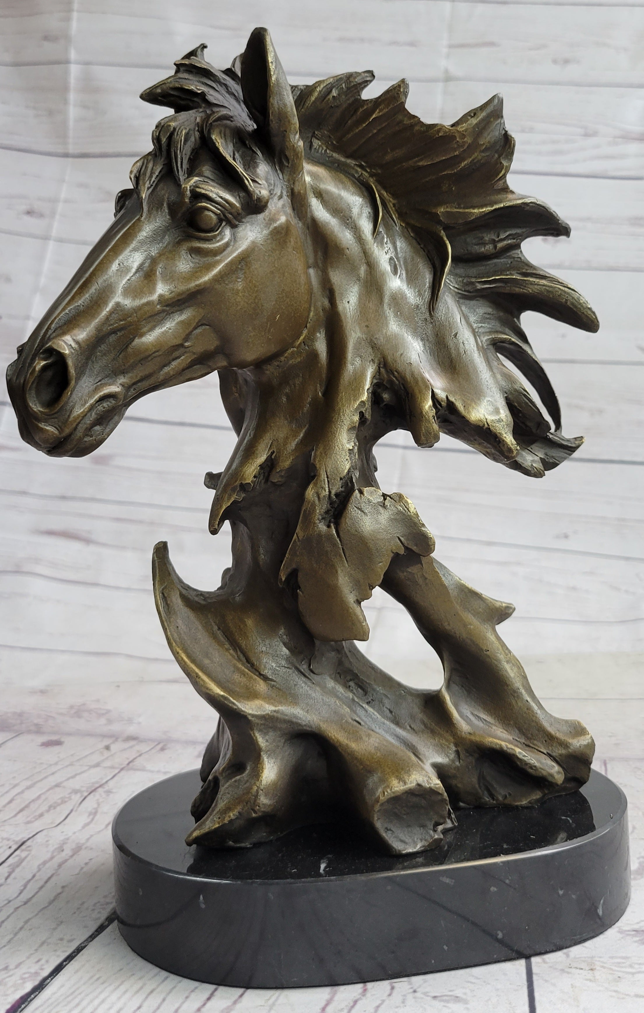 Abstract Horse Bust Bronze Statue Sculpture Modern Art Original Equestrian Decor 12" x 9"