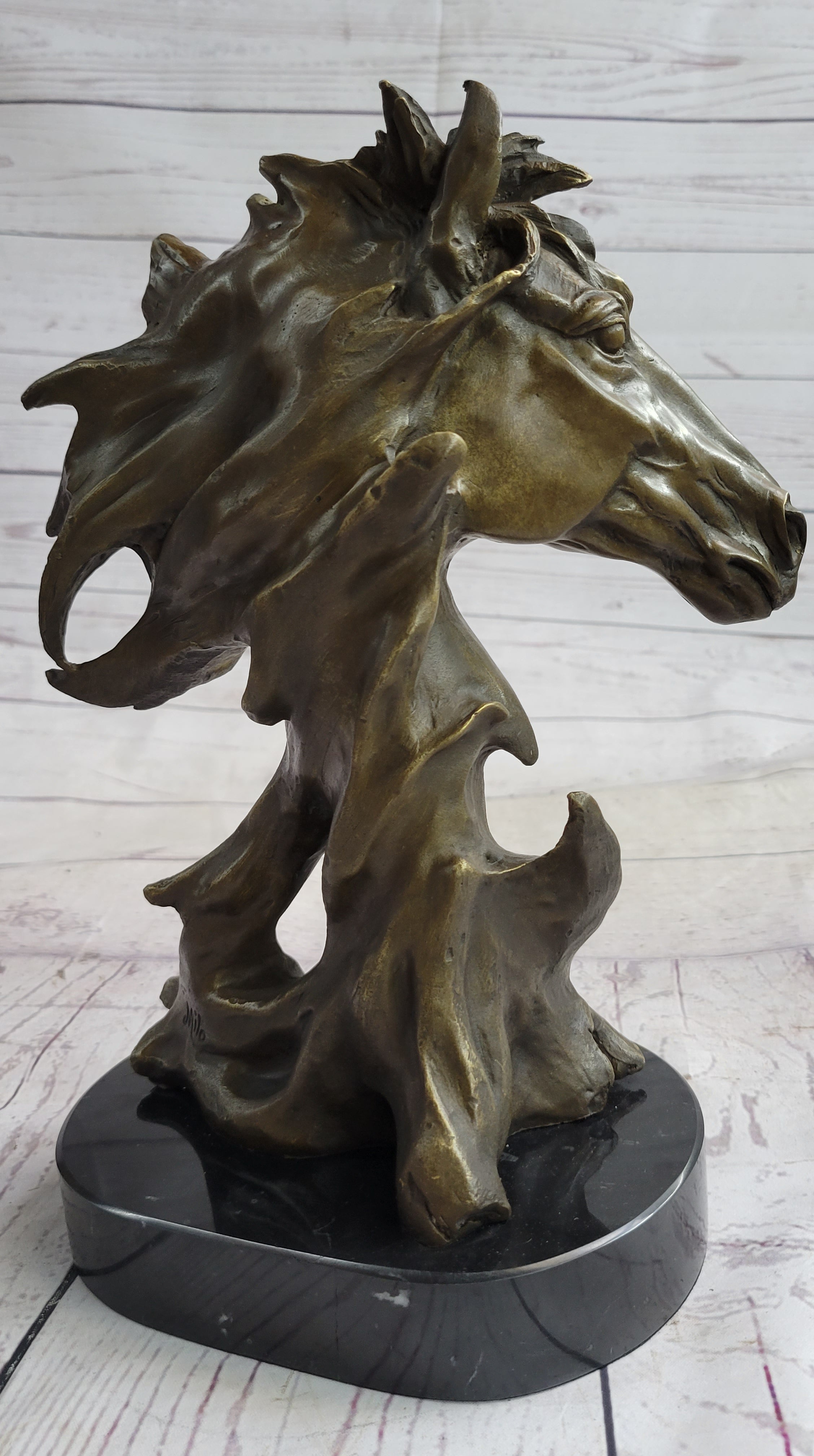 Abstract Horse Bust Bronze Statue Sculpture Modern Art Original Equestrian Decor 12" x 9"