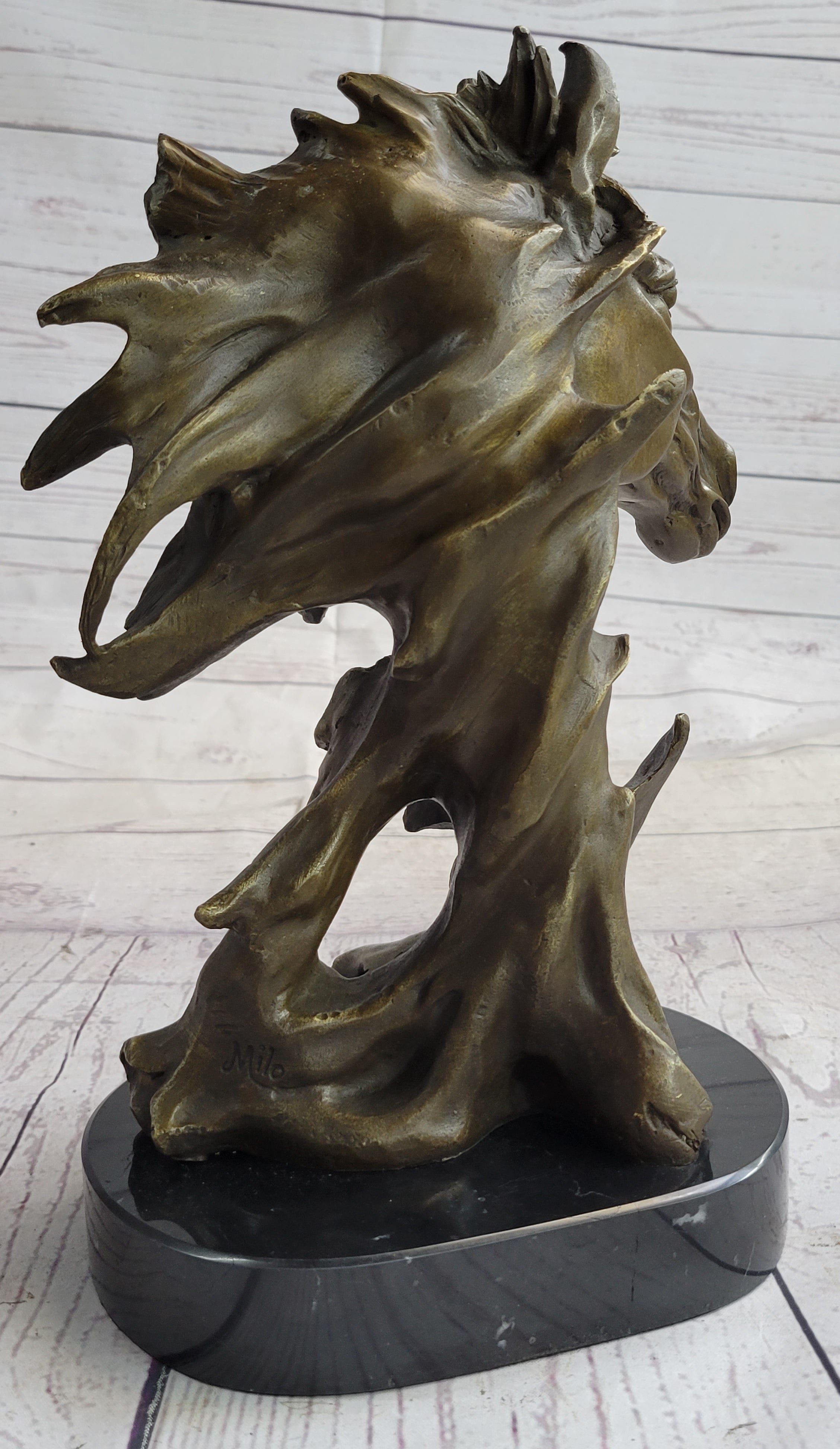 Abstract Horse Bust Bronze Statue Sculpture Modern Art Original Equestrian Decor 12" x 9"