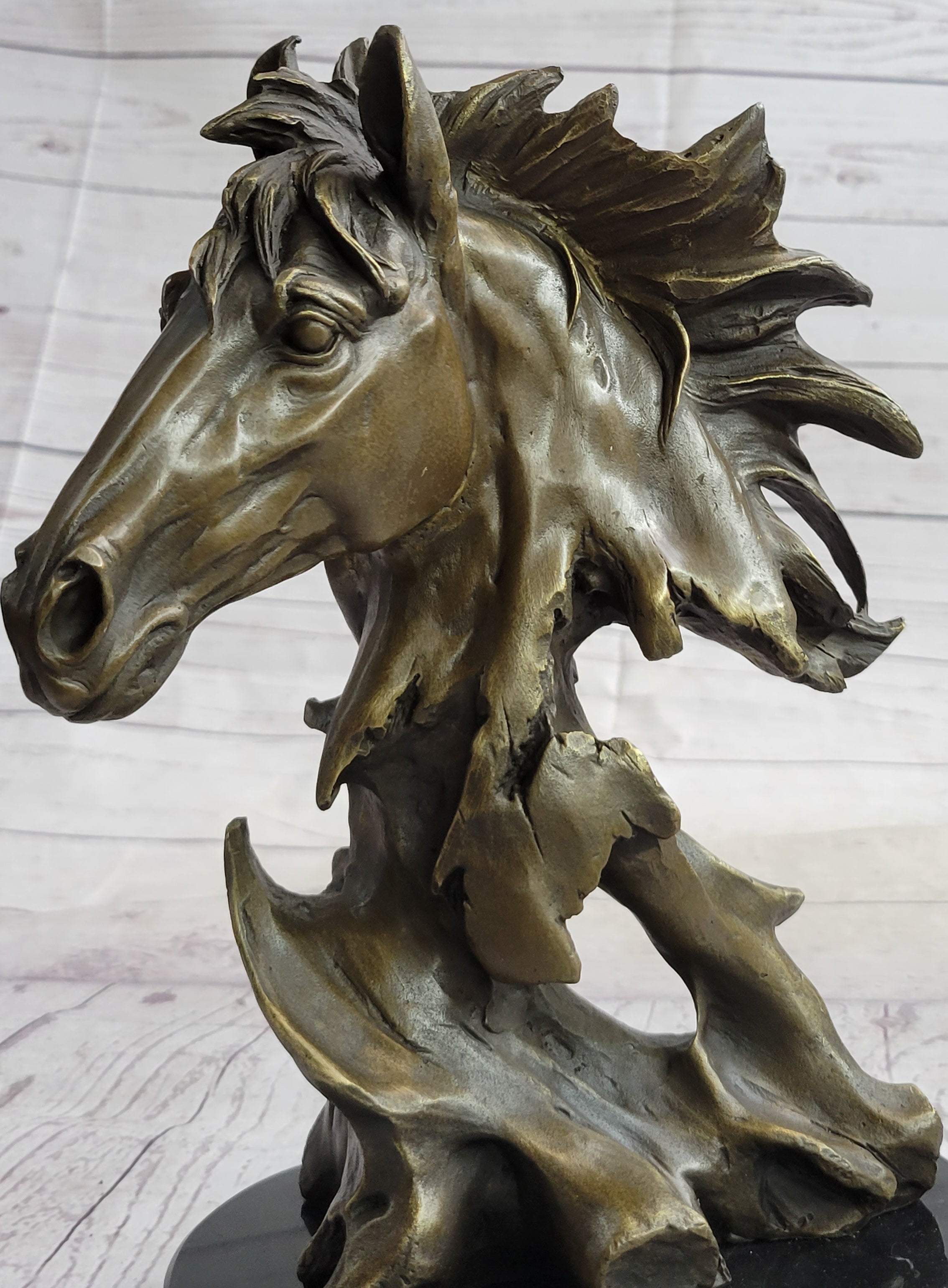 Abstract Horse Bust Bronze Statue Sculpture Modern Art Original Equestrian Decor 12" x 9"