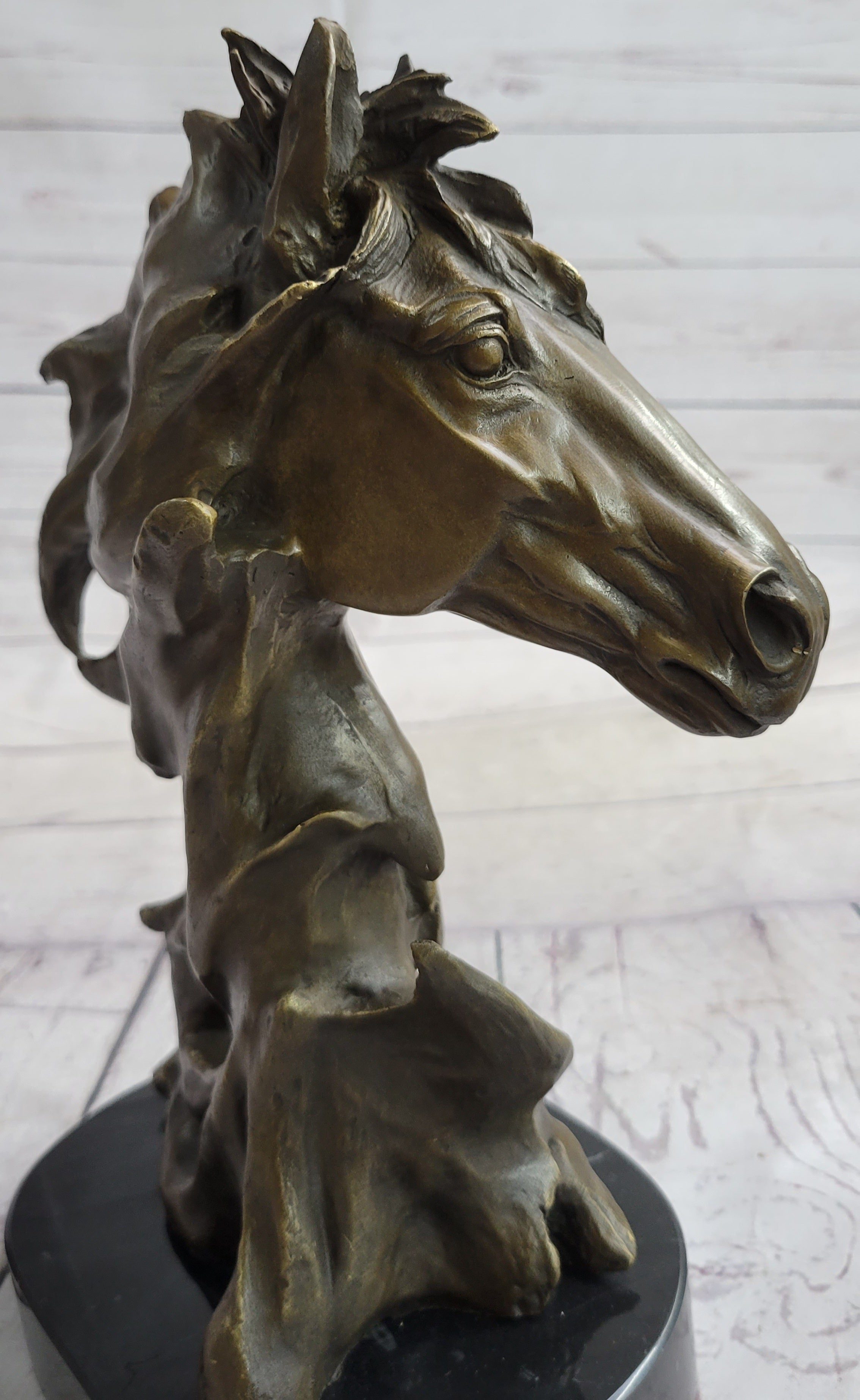 Abstract Horse Bust Bronze Statue Sculpture Modern Art Original Equestrian Decor 12" x 9"