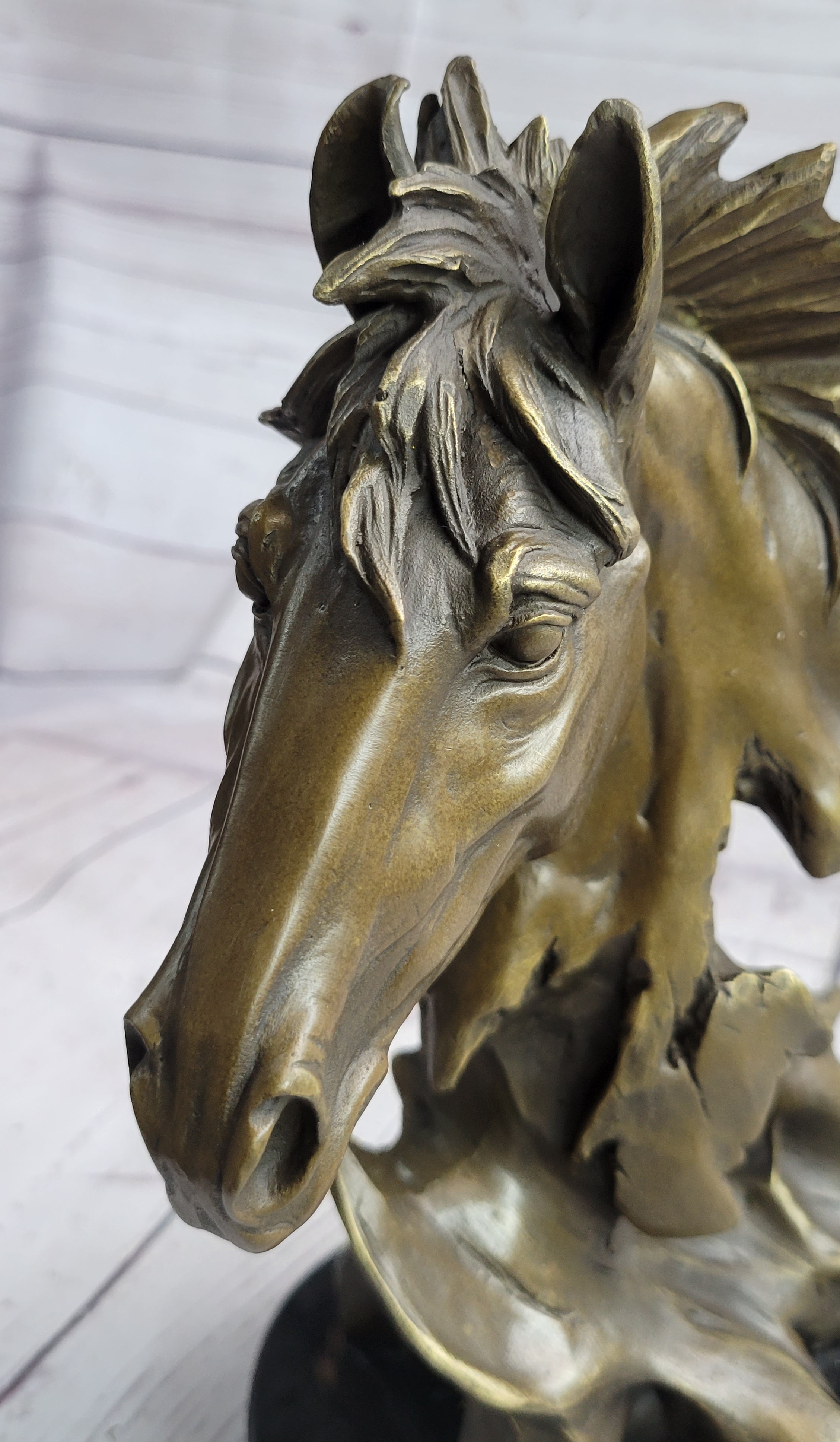 Abstract Horse Bust Bronze Statue Sculpture Modern Art Original Equestrian Decor 12" x 9"