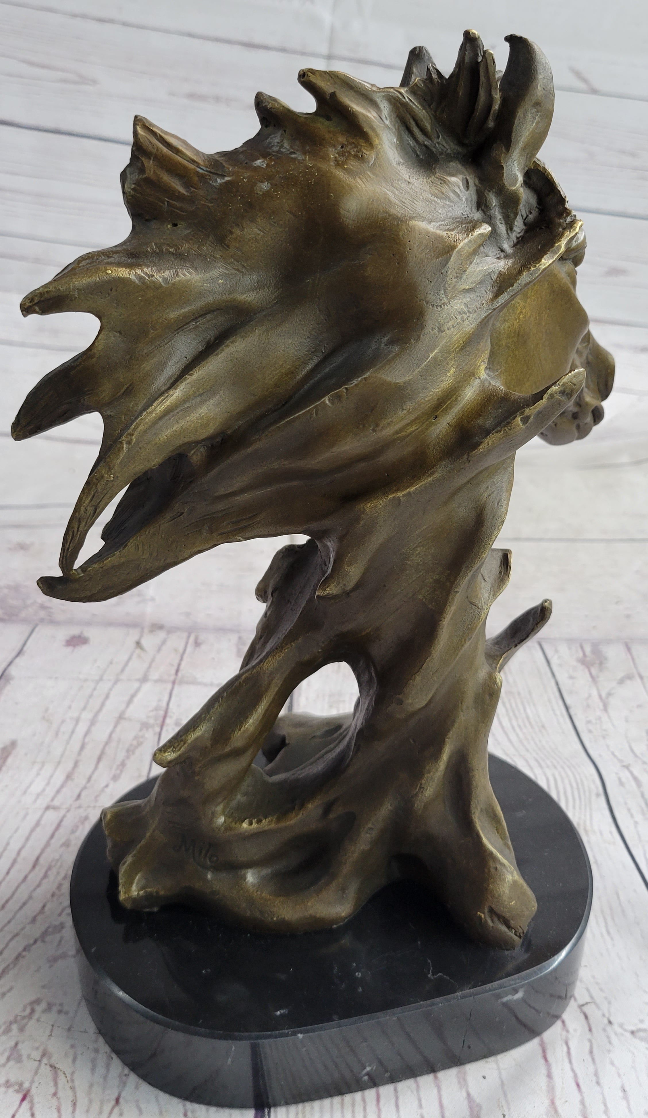 Abstract Horse Bust Bronze Statue Sculpture Modern Art Original Equestrian Decor 12" x 9"