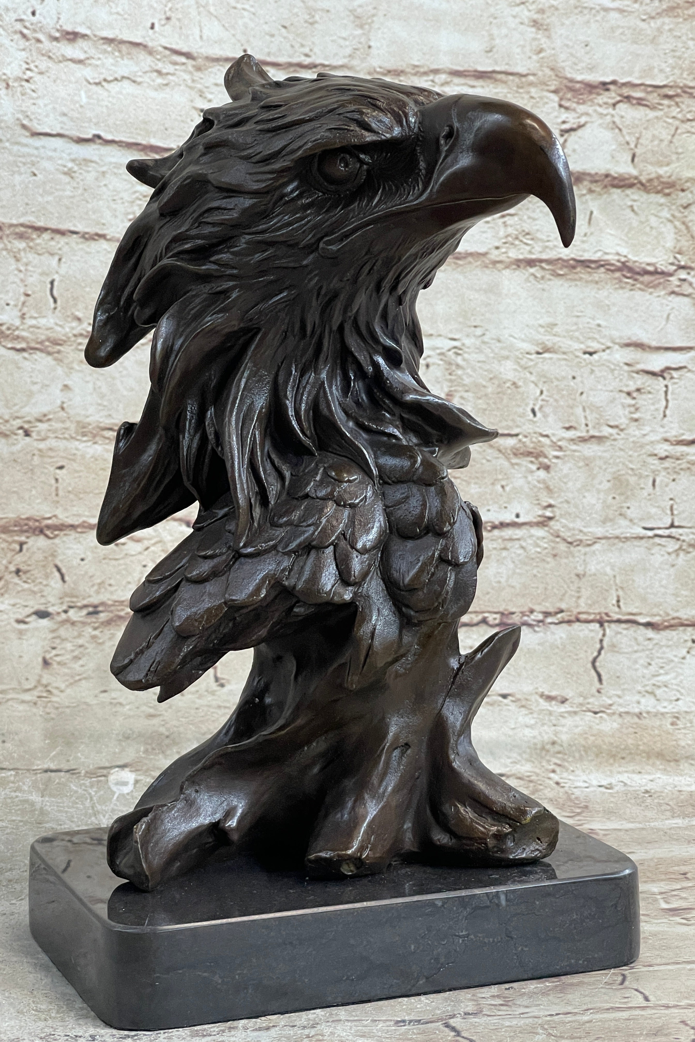 Signed Original Milo American Eagle On A Tree Branch Marble Bronze Sculpture Art