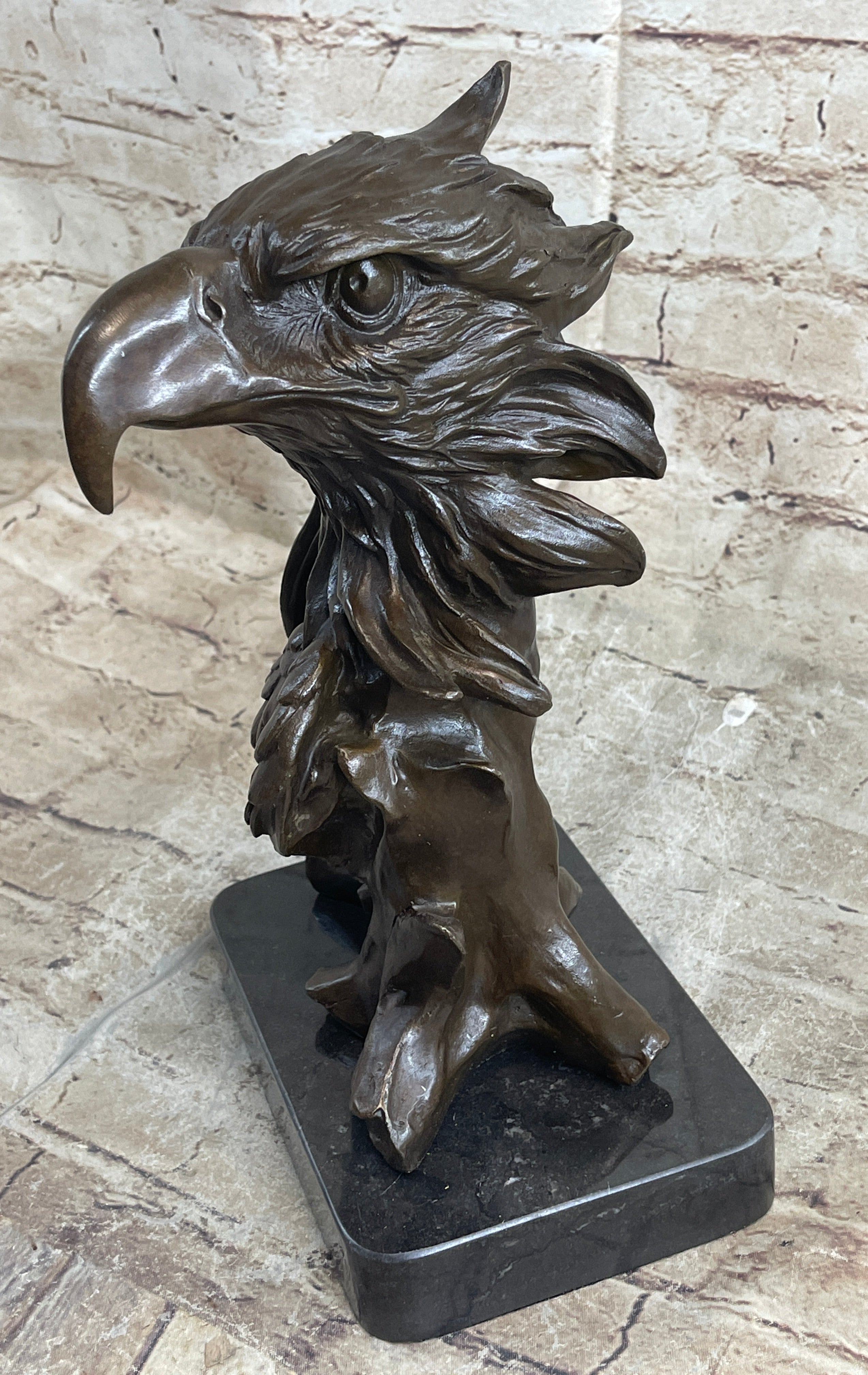 Signed Original Milo American Eagle On A Tree Branch Marble Bronze Sculpture Art