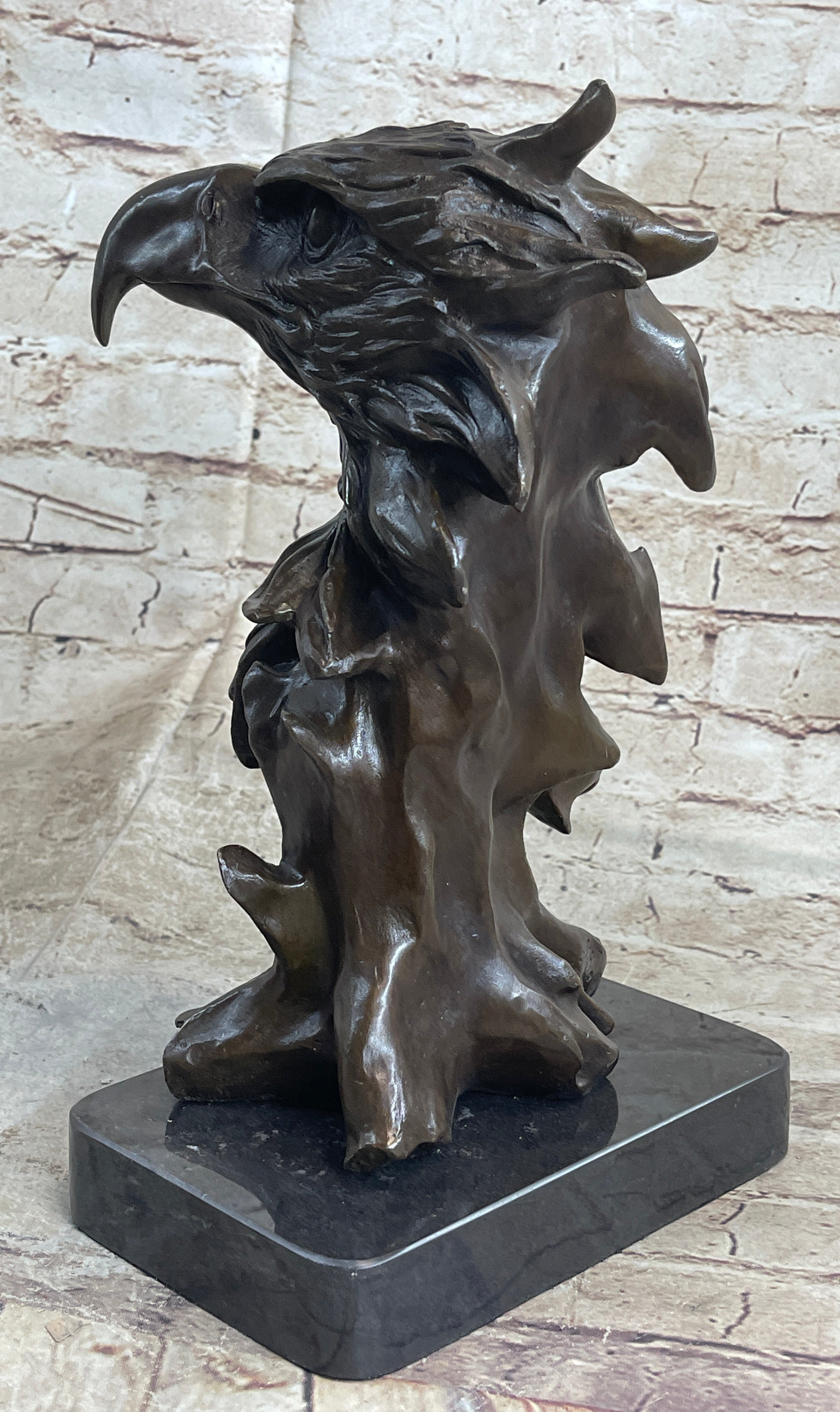 Signed Original Milo American Eagle On A Tree Branch Marble Bronze Sculpture Art