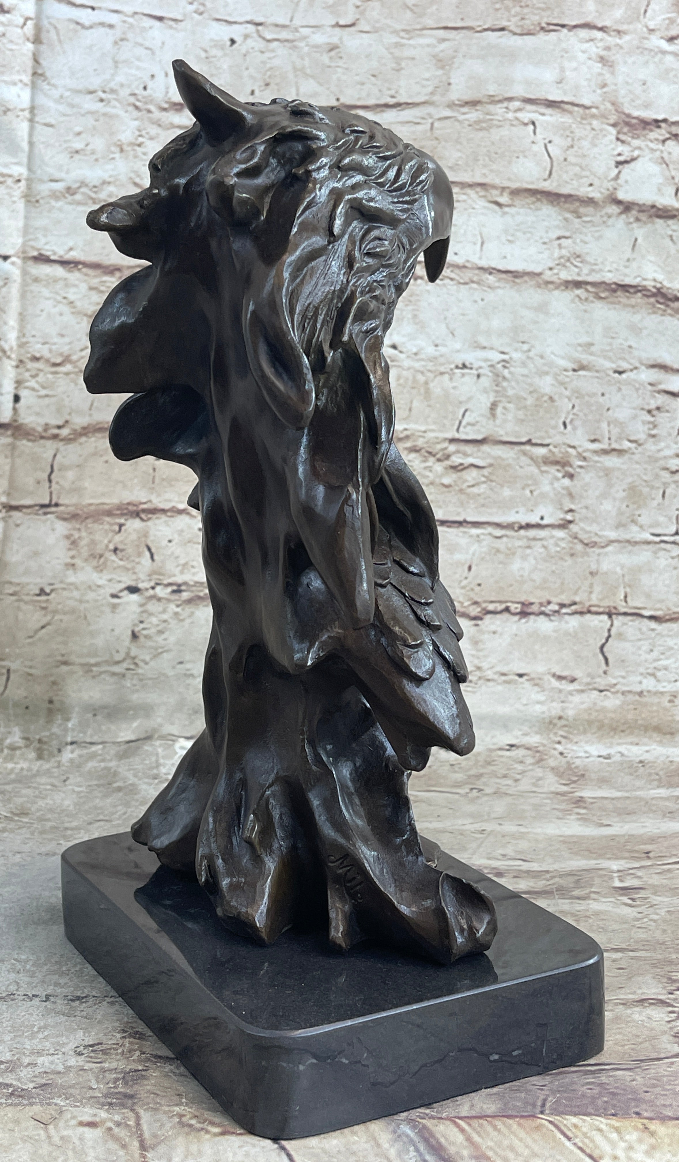 Signed Original Milo American Eagle On A Tree Branch Marble Bronze Sculpture Art