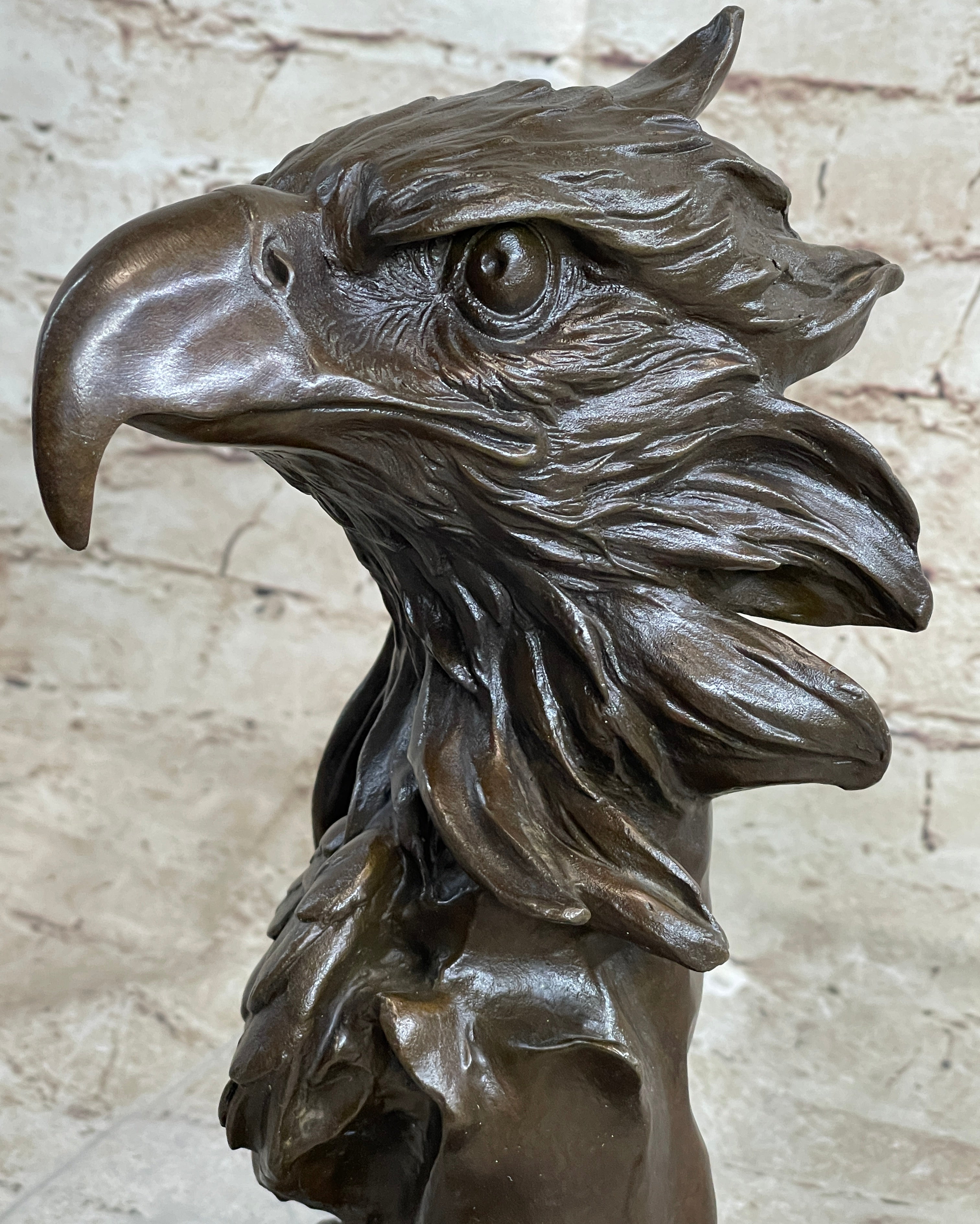 Signed Original Milo American Eagle On A Tree Branch Marble Bronze Sculpture Art