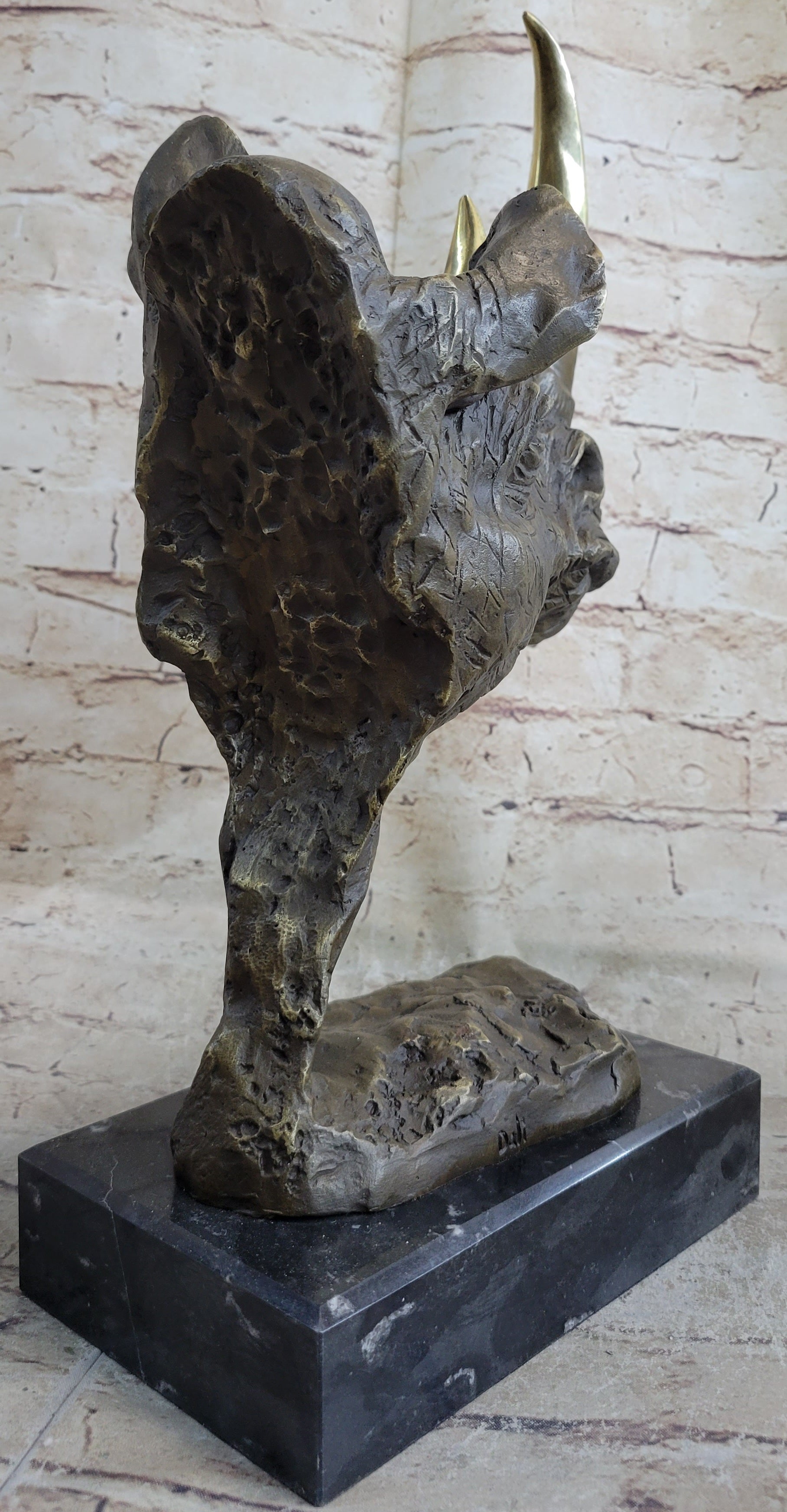 Rhinoceros Rhino Bronze Metal Handmade Statue Sculpture Modern Art 14" x 10"