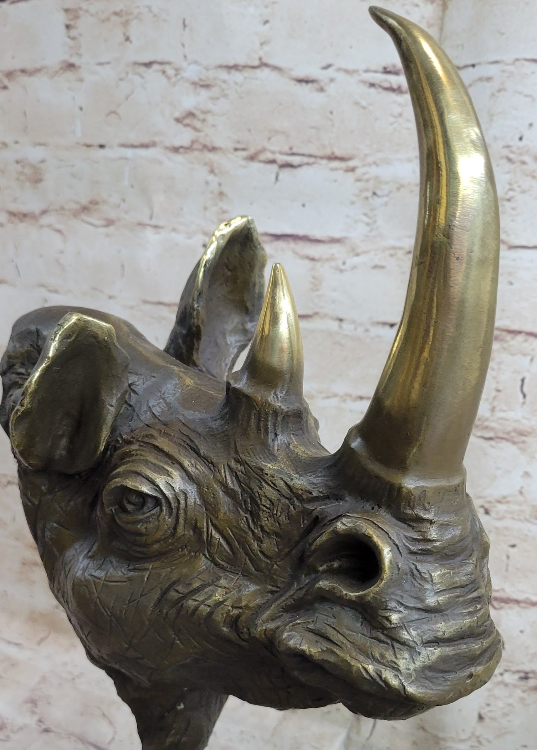 Rhinoceros Rhino Bronze Metal Handmade Statue Sculpture Modern Art 14" x 10"