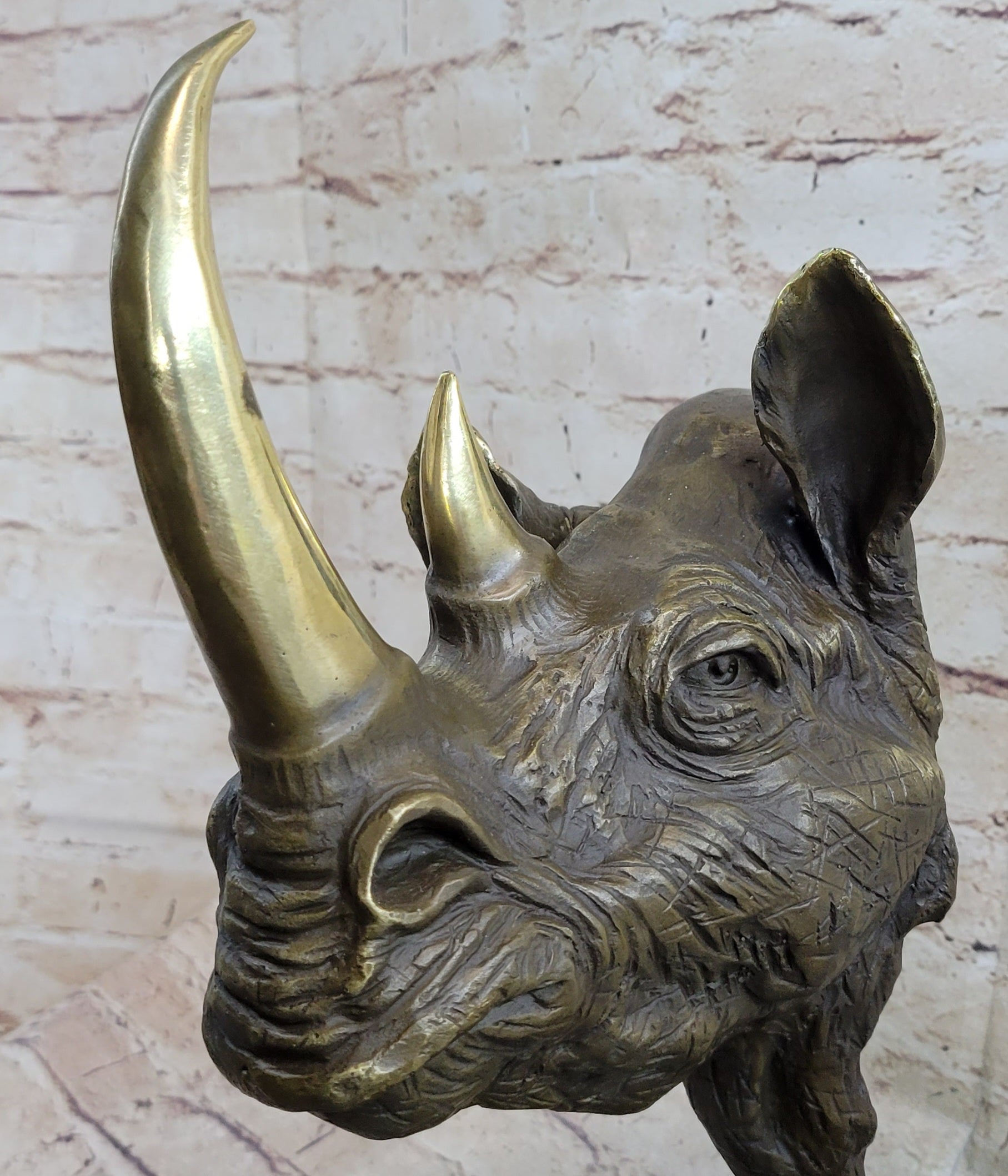 Rhinoceros Rhino Bronze Metal Handmade Statue Sculpture Modern Art 14" x 10"