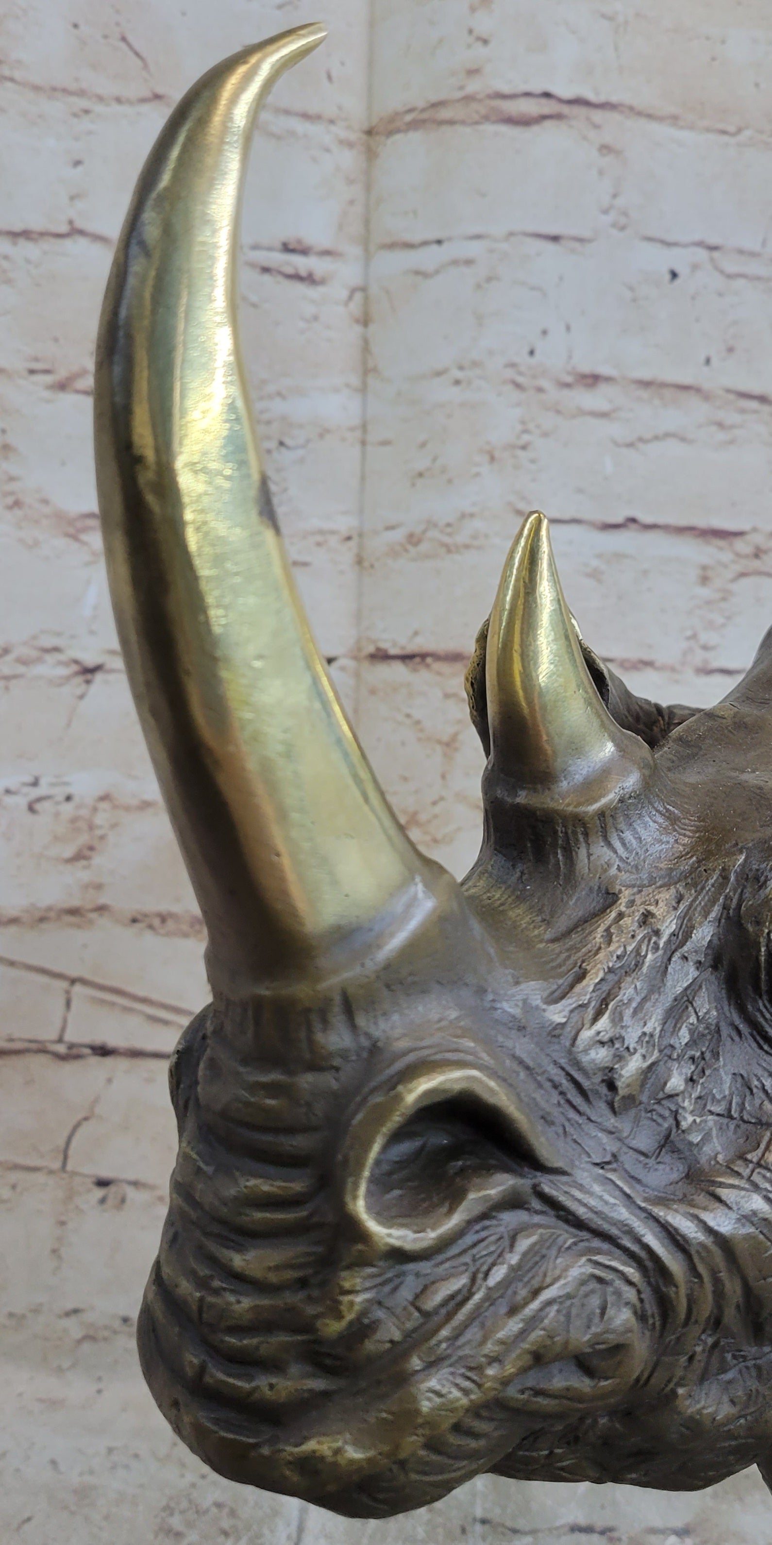 Rhinoceros Rhino Bronze Metal Handmade Statue Sculpture Modern Art 14" x 10"