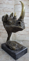 Rhinoceros Rhino Bronze Metal Handmade Statue Sculpture Modern Art 14" x 10"