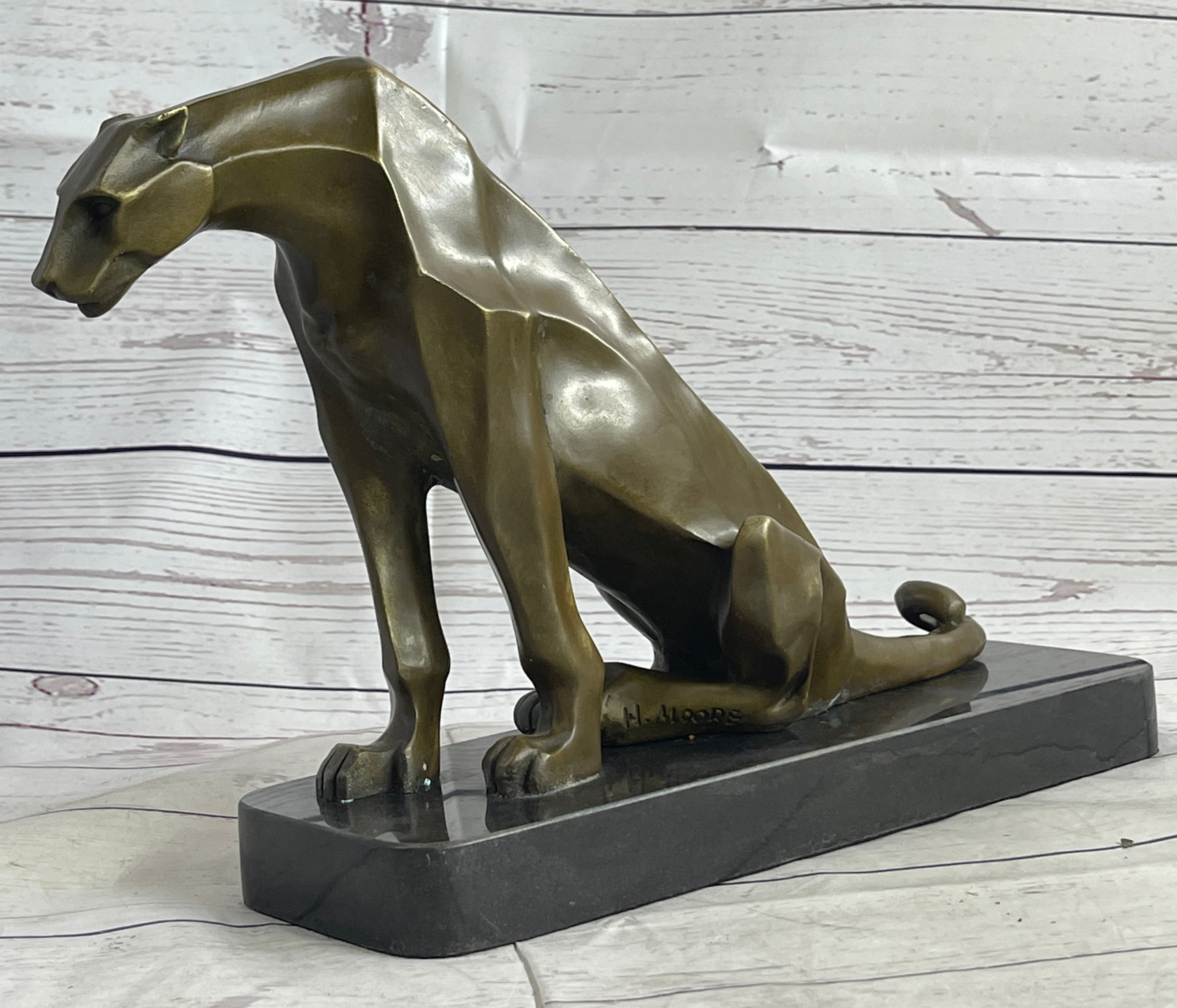 Henry Moore Modern Art Abstract Jaguar Panther Cougar Lion Bronze Sculpture Sale