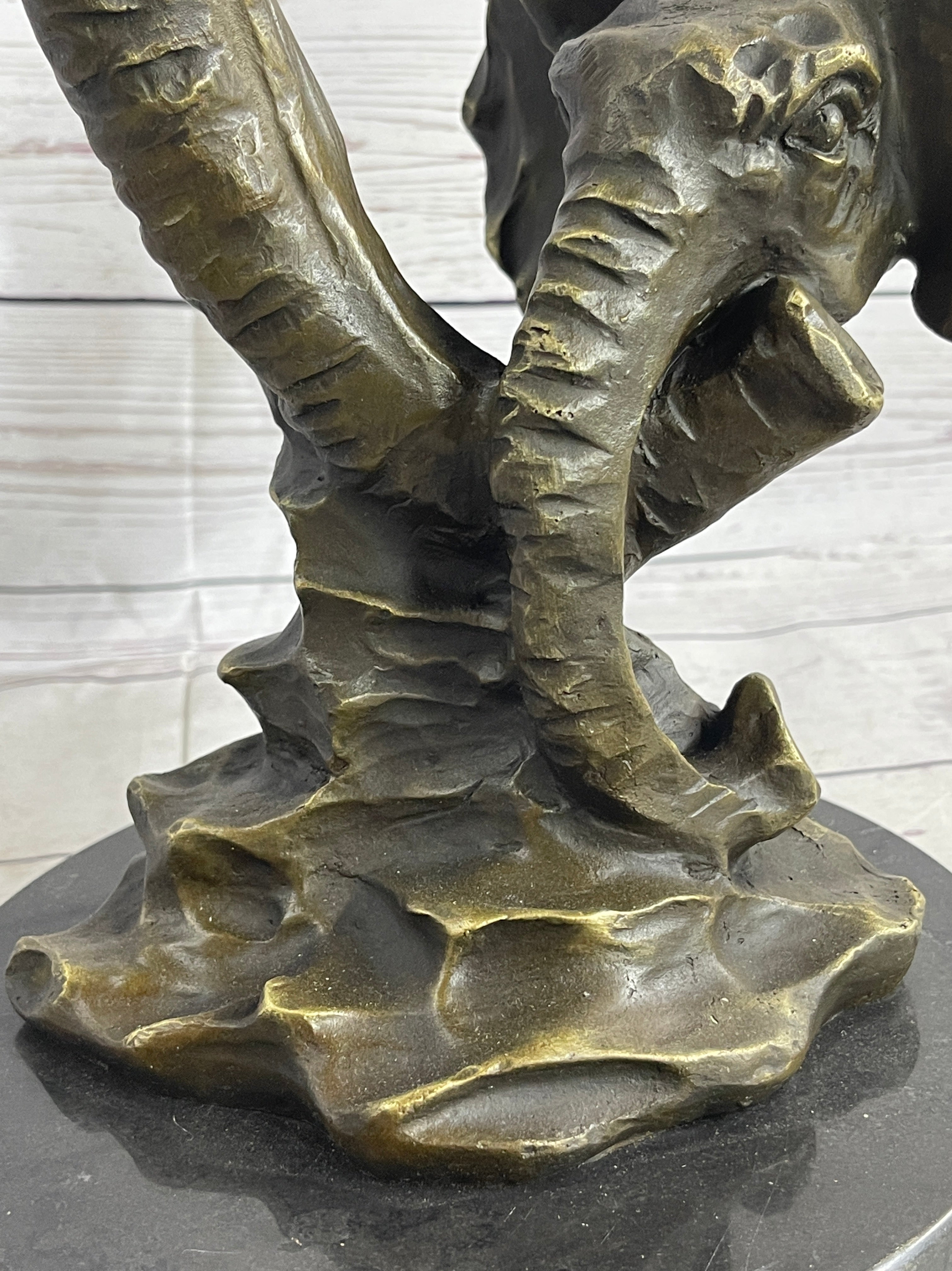 Elephant Family Abstract Bronze Bust Statue Sculpture Head Signed Modern Art 16" x 13"