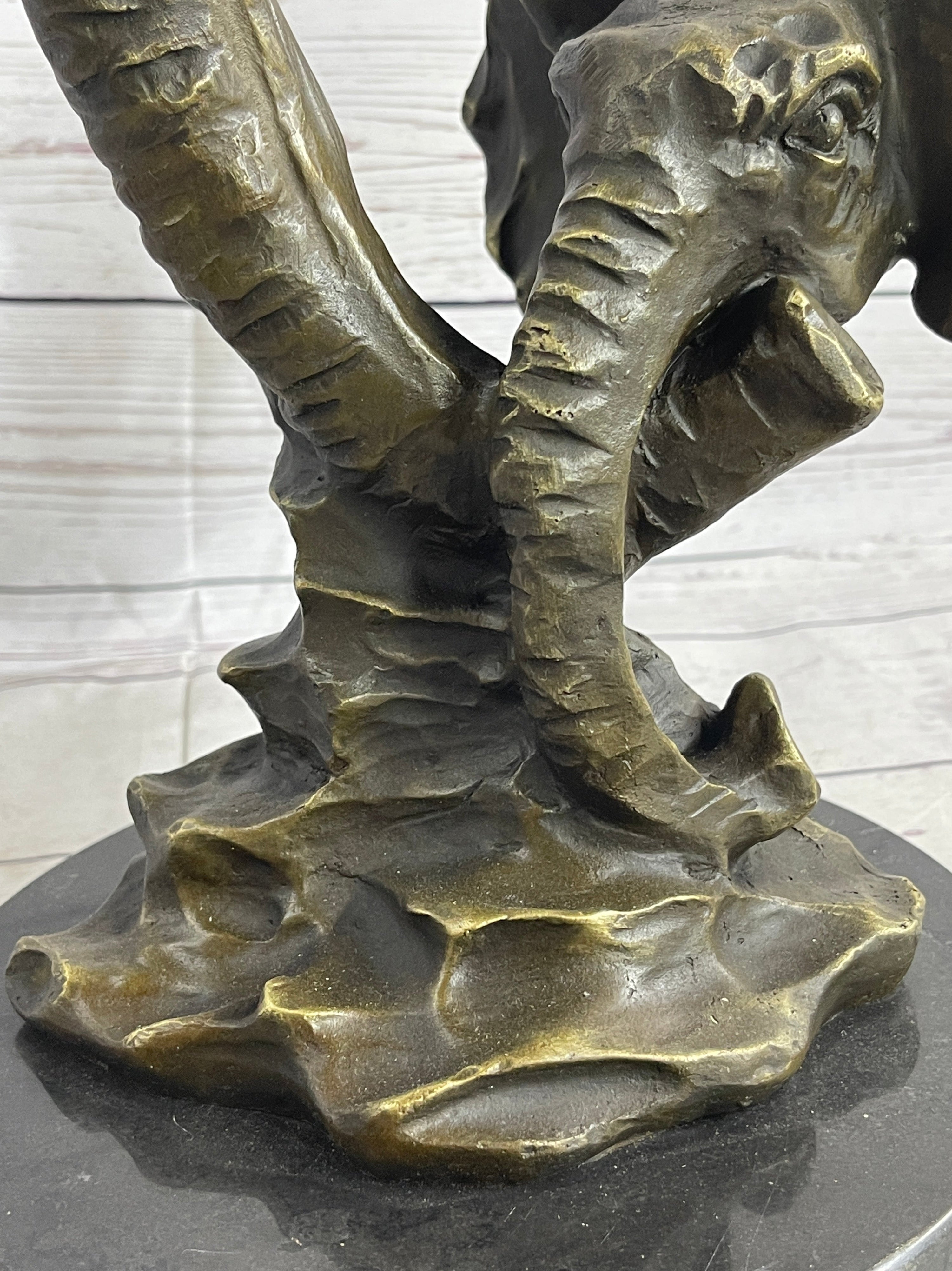 Elephant Family Abstract Bronze Bust Statue Sculpture Head Signed Modern Art 16" x 13"