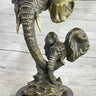 Elephant Family Abstract Bronze Bust Statue Sculpture Head Signed Modern Art 16" x 13"