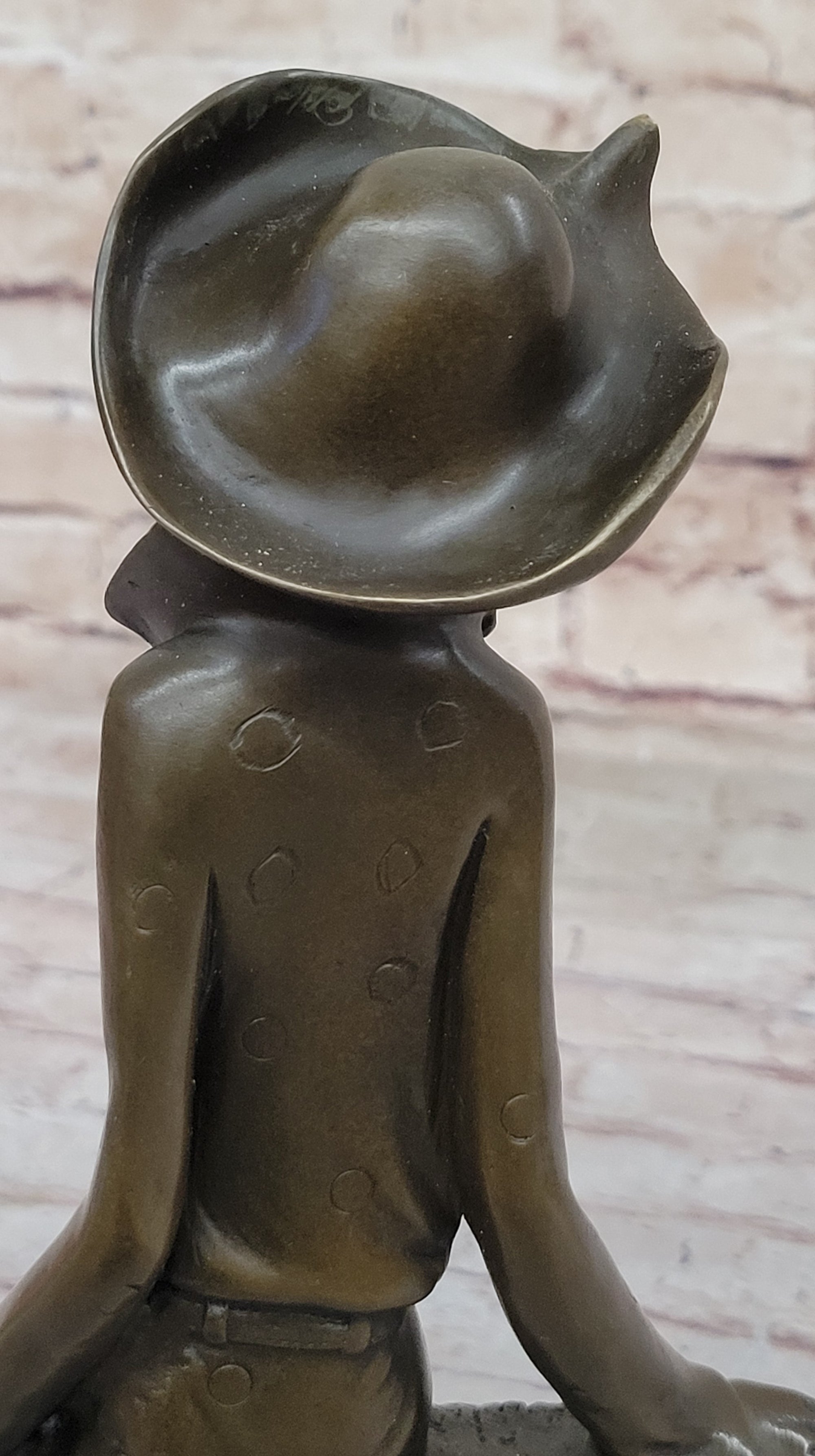 Fashionable Woman with Large Hat and Dog - Bronze Metal Art Deco Sculpture by Milo