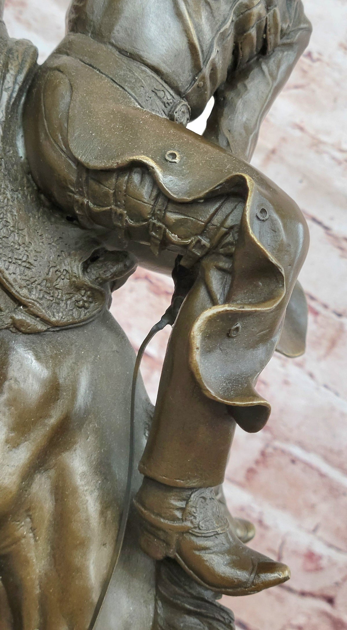 Bronze Sculpture Depicting a Cowboy on a Bucking Horse by Remington Art