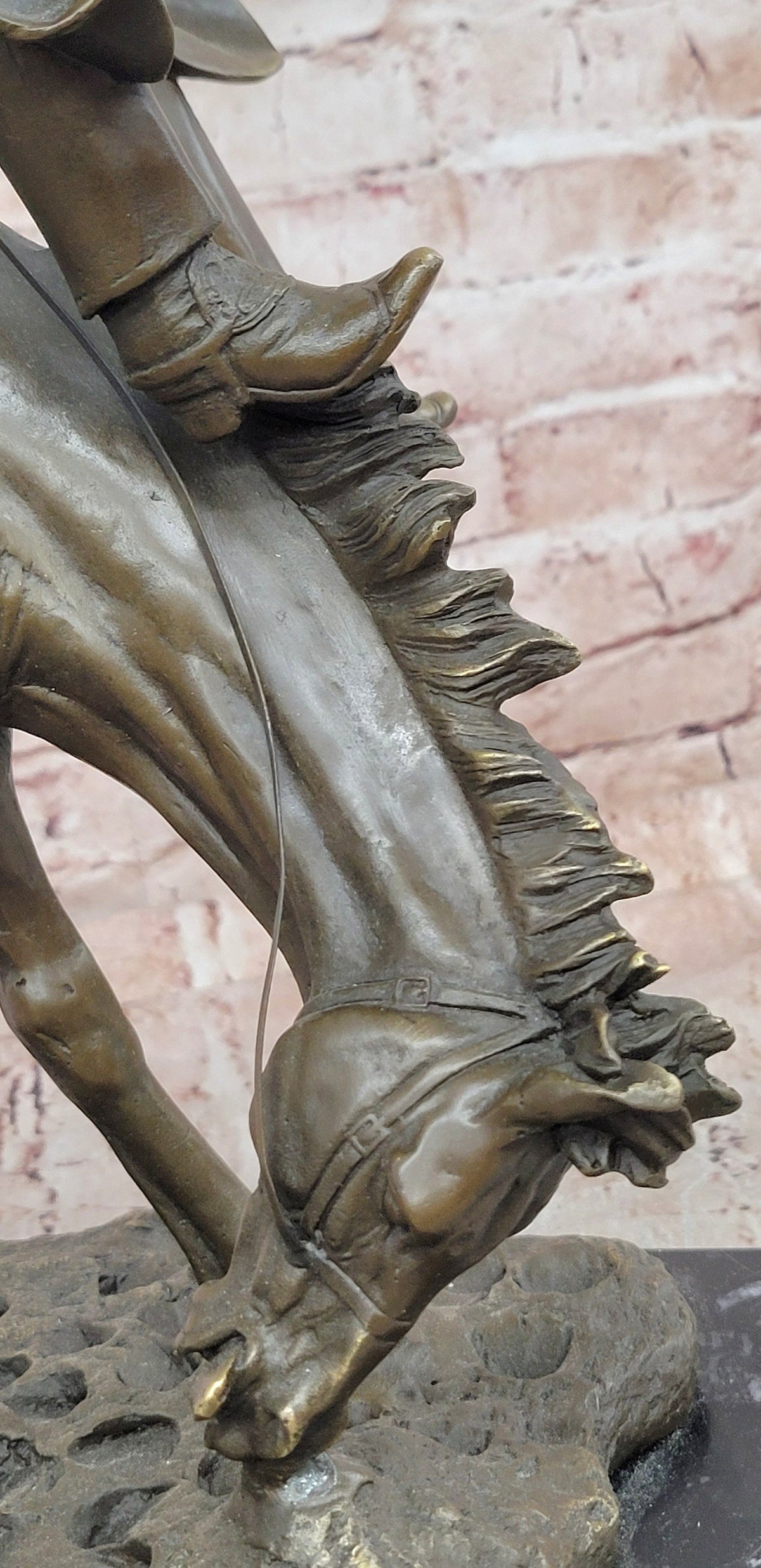 Bronze Sculpture Depicting a Cowboy on a Bucking Horse by Remington Art