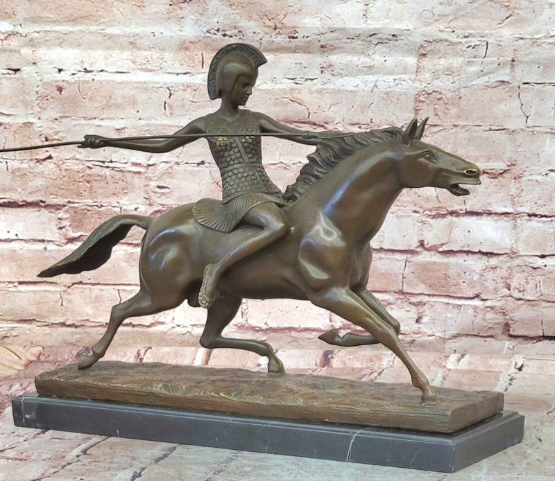 Bronze Amazon Female Rider Figurine Ancient Battle Horse Art