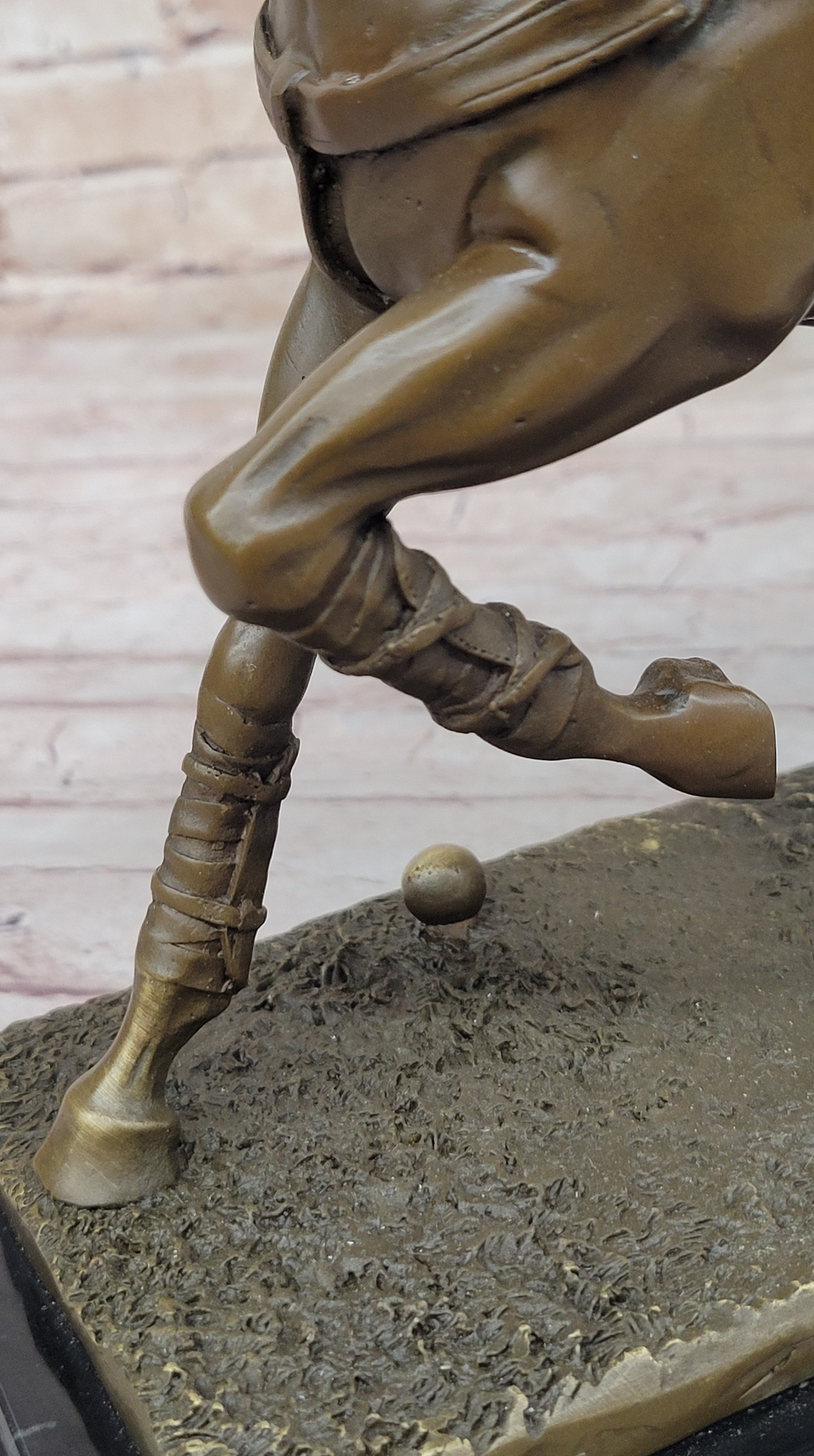 Jockey Polo Player on Horseback Bronze Sculpture Statue Equestrian Horse Lover Decor