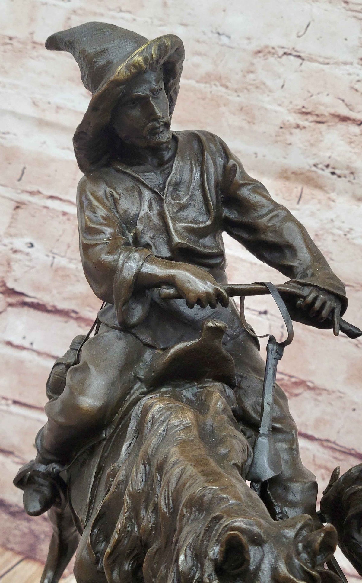 A Bronze Sculpture of Breaking in a Wild Horse, Signed E. Nahcepe Hand Made