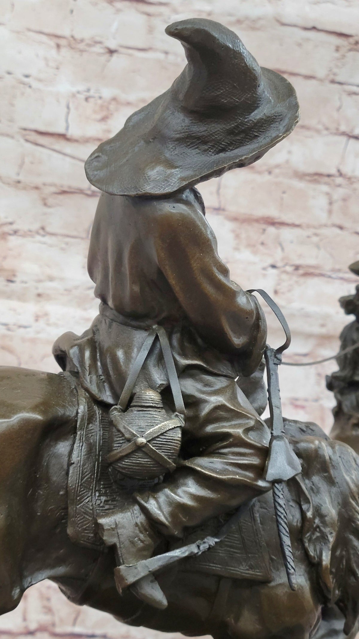 A Bronze Sculpture of Breaking in a Wild Horse, Signed E. Nahcepe Hand Made