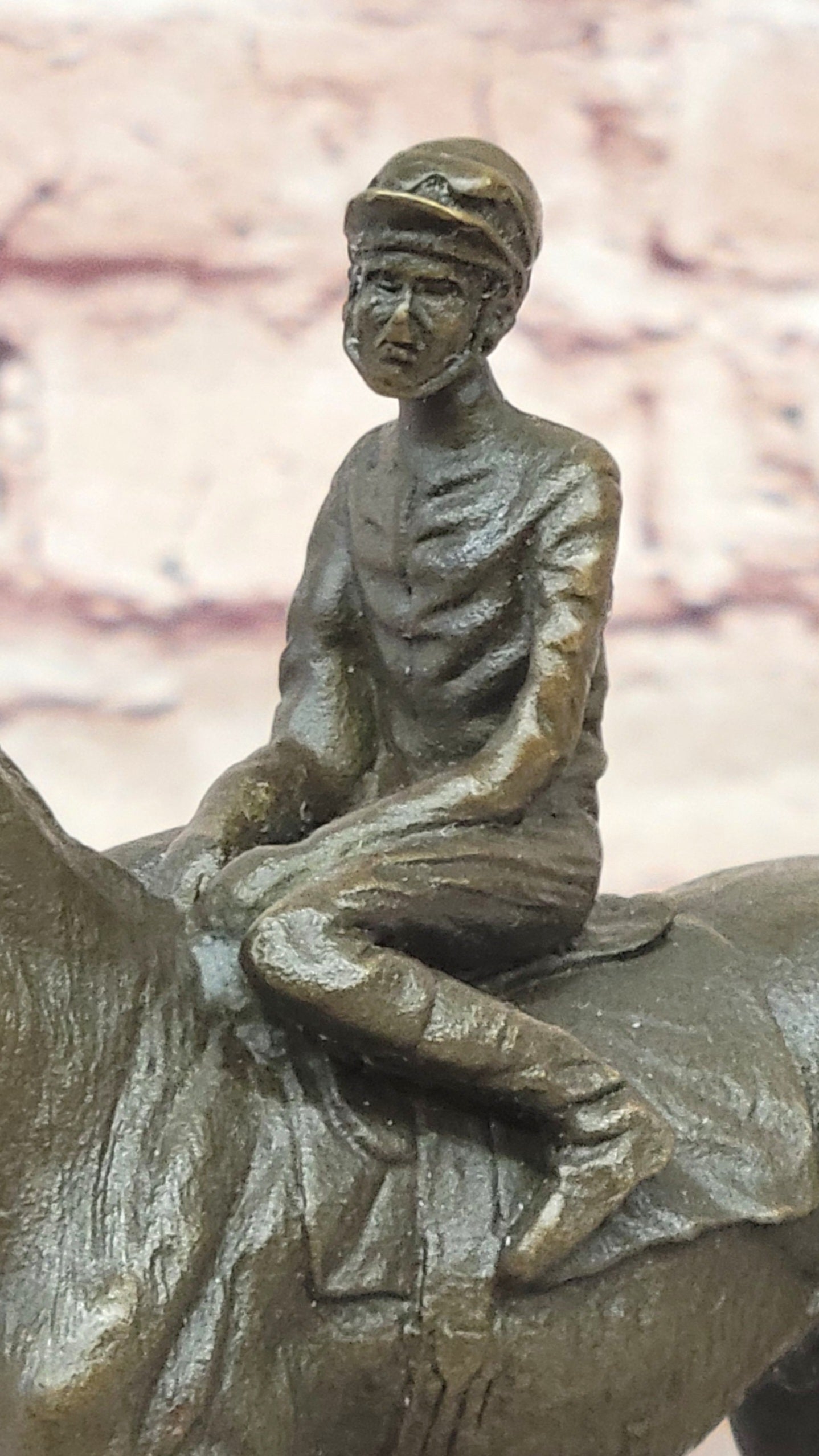 Horse Jockey Racing Equine Art Equestrian Collector Bronze Statue Sculpture Original 8" x 6.5"