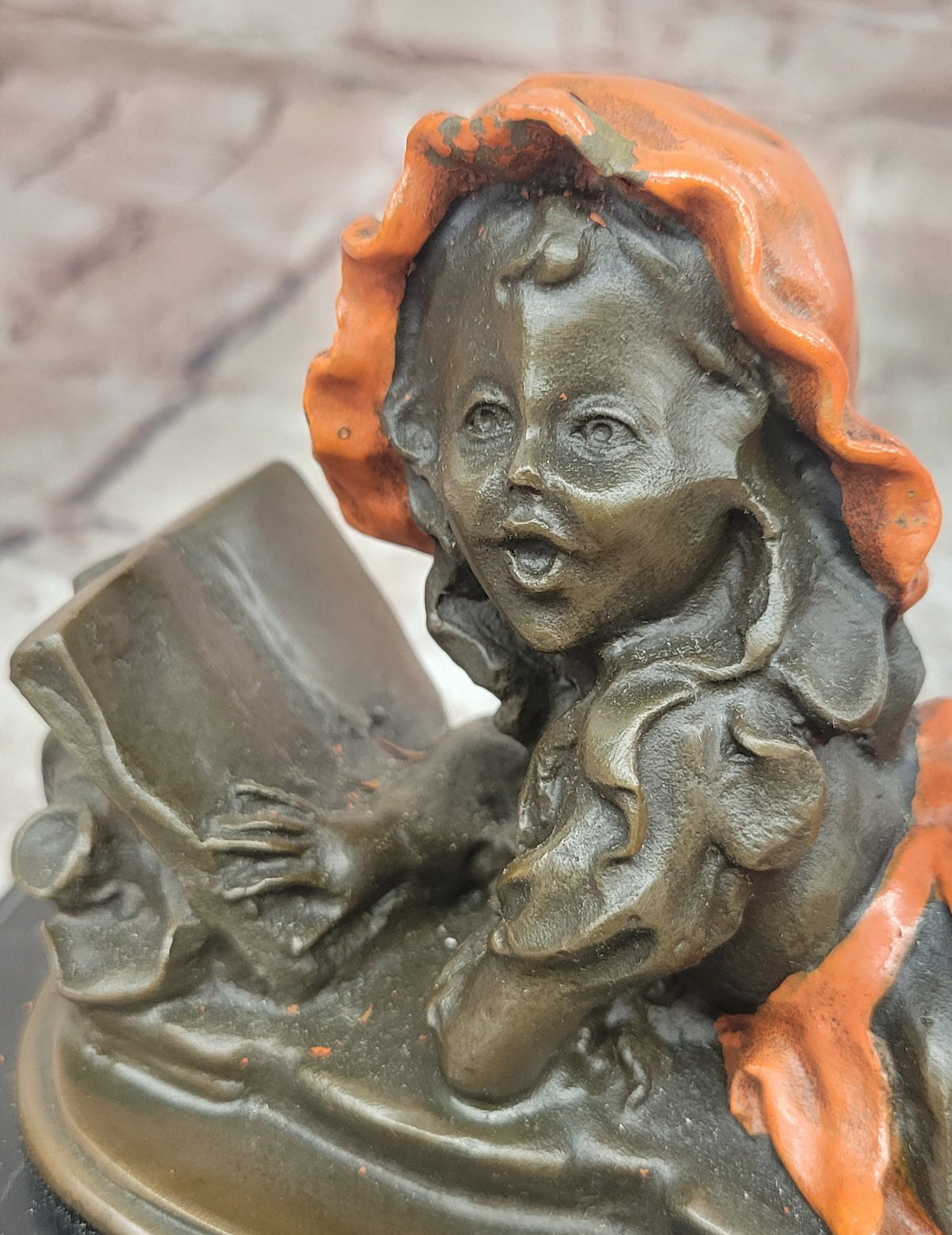 Girl Reading with Cat Bronze Sculpture Child Statue by Milo