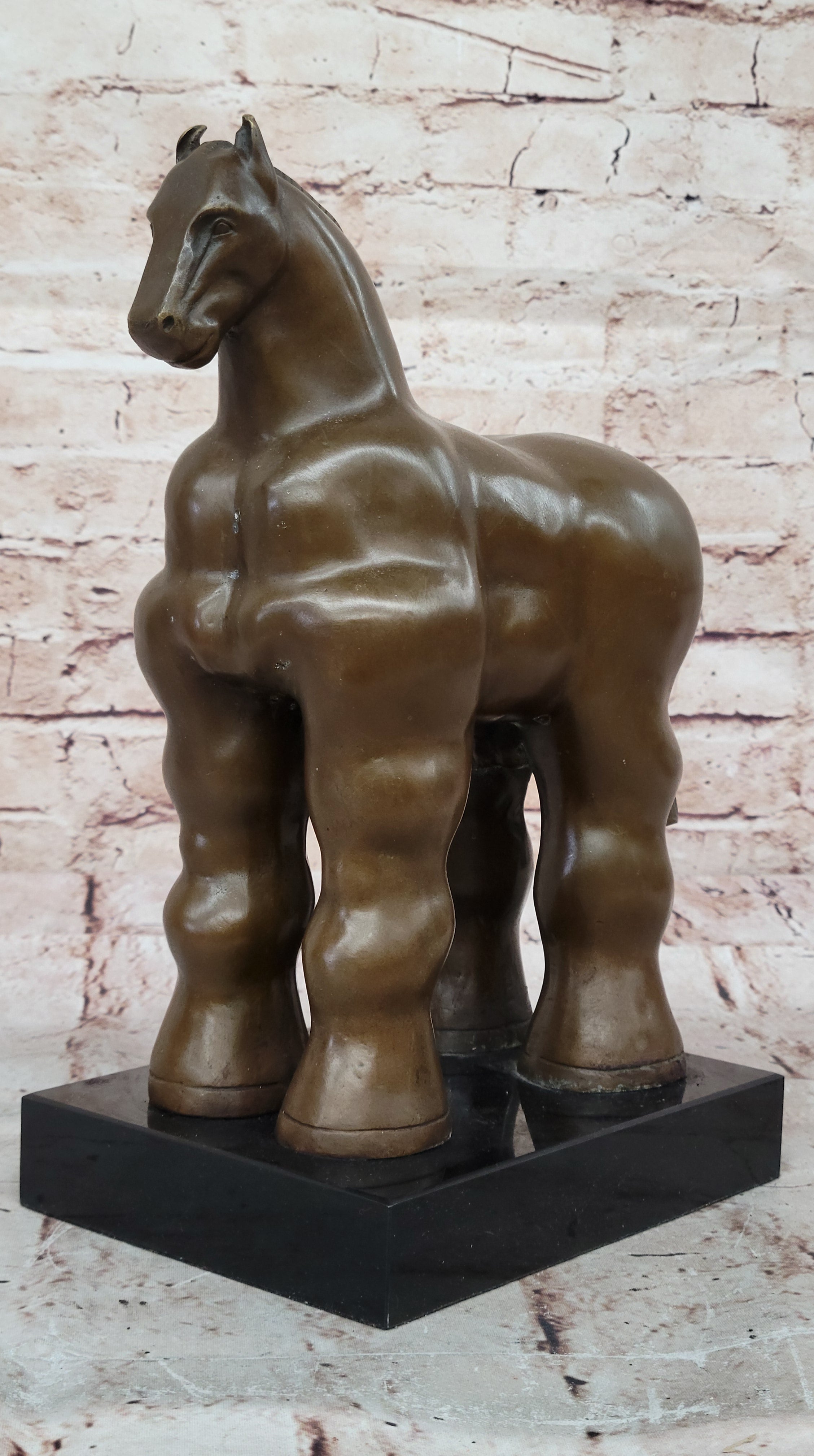 Fernando Botero Trojan Horse Abstract Bronze Statue Sculpture on Marble Base