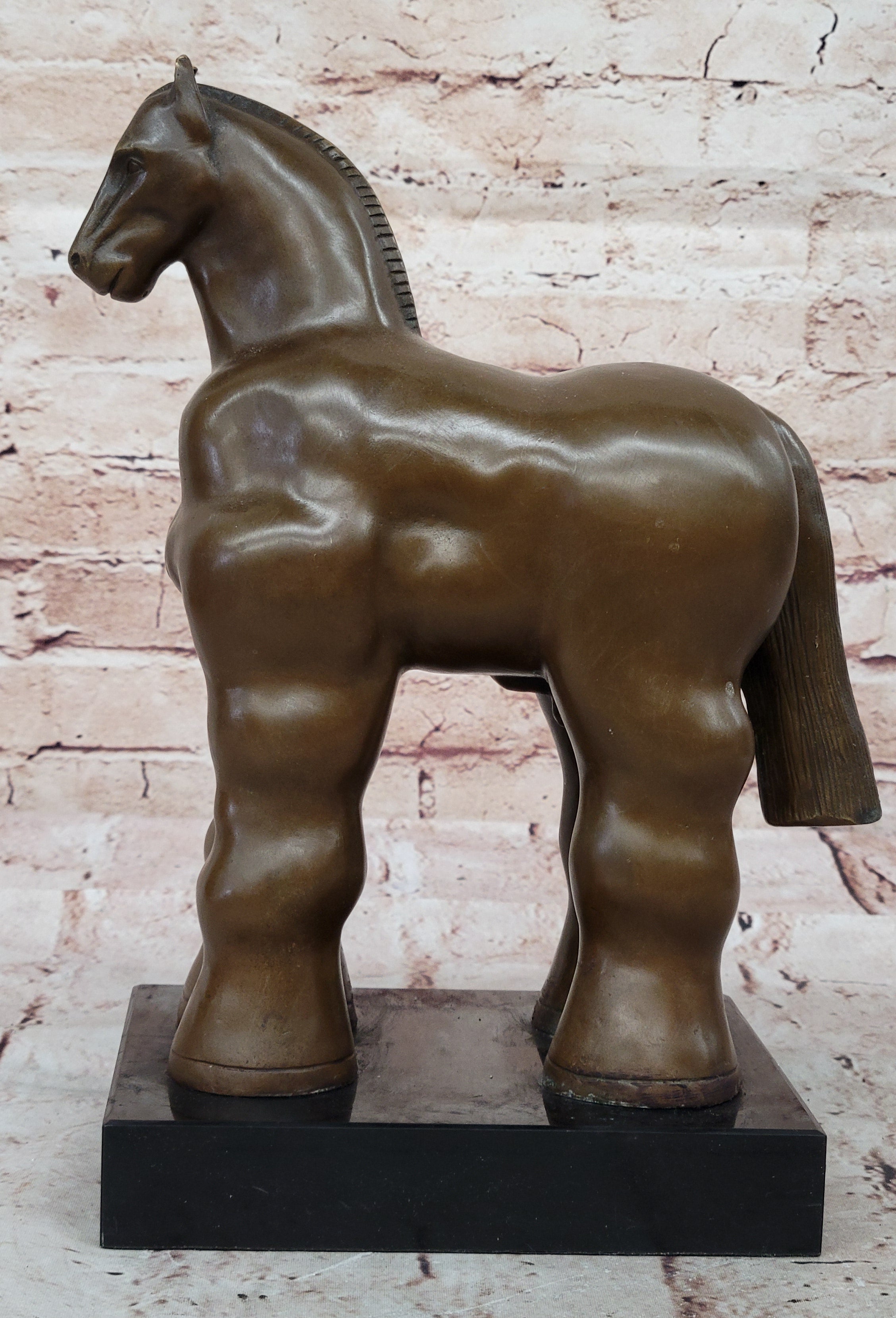 Fernando Botero Trojan Horse Abstract Bronze Statue Sculpture on Marble Base