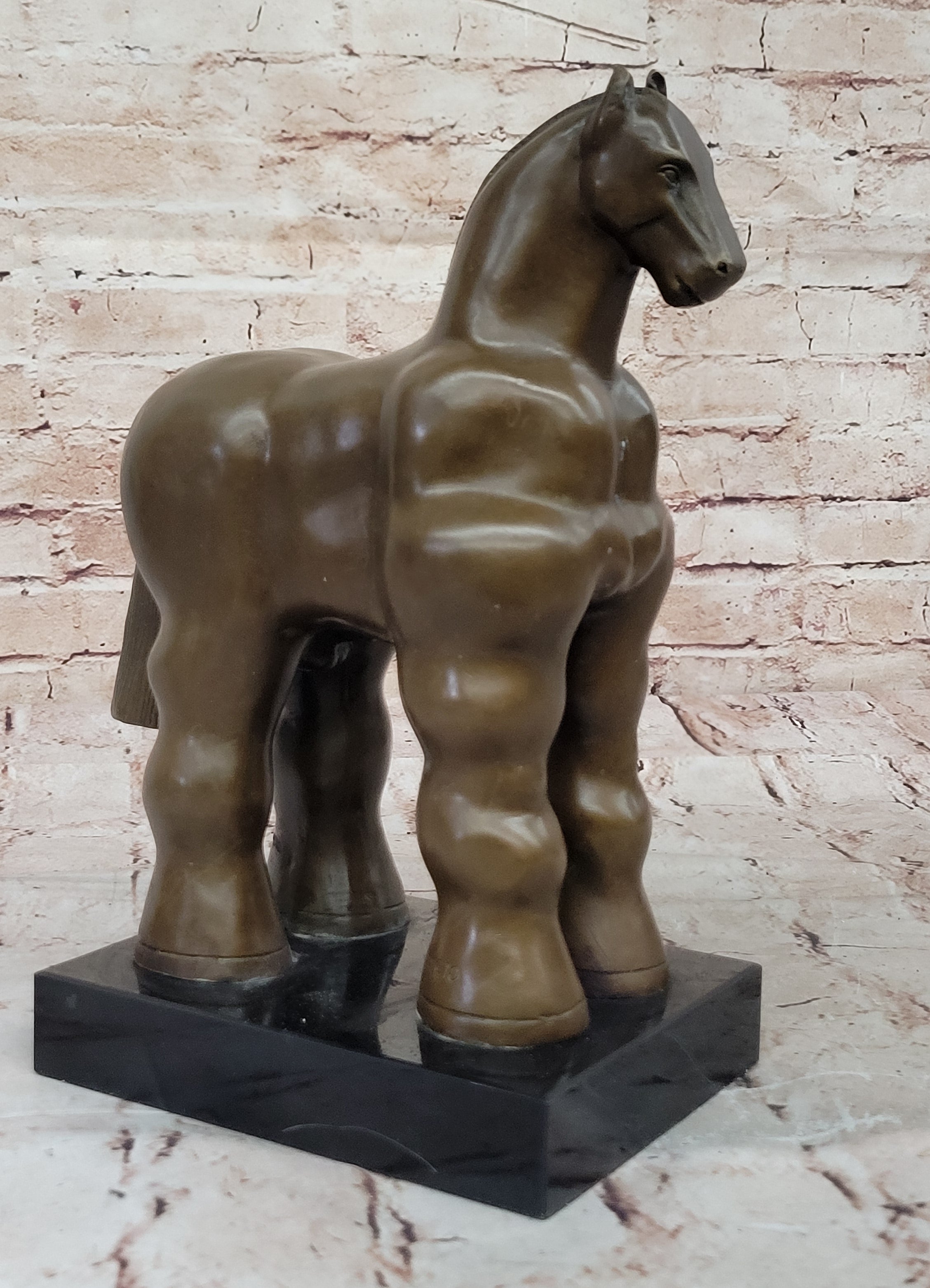 Fernando Botero Trojan Horse Abstract Bronze Statue Sculpture on Marble Base