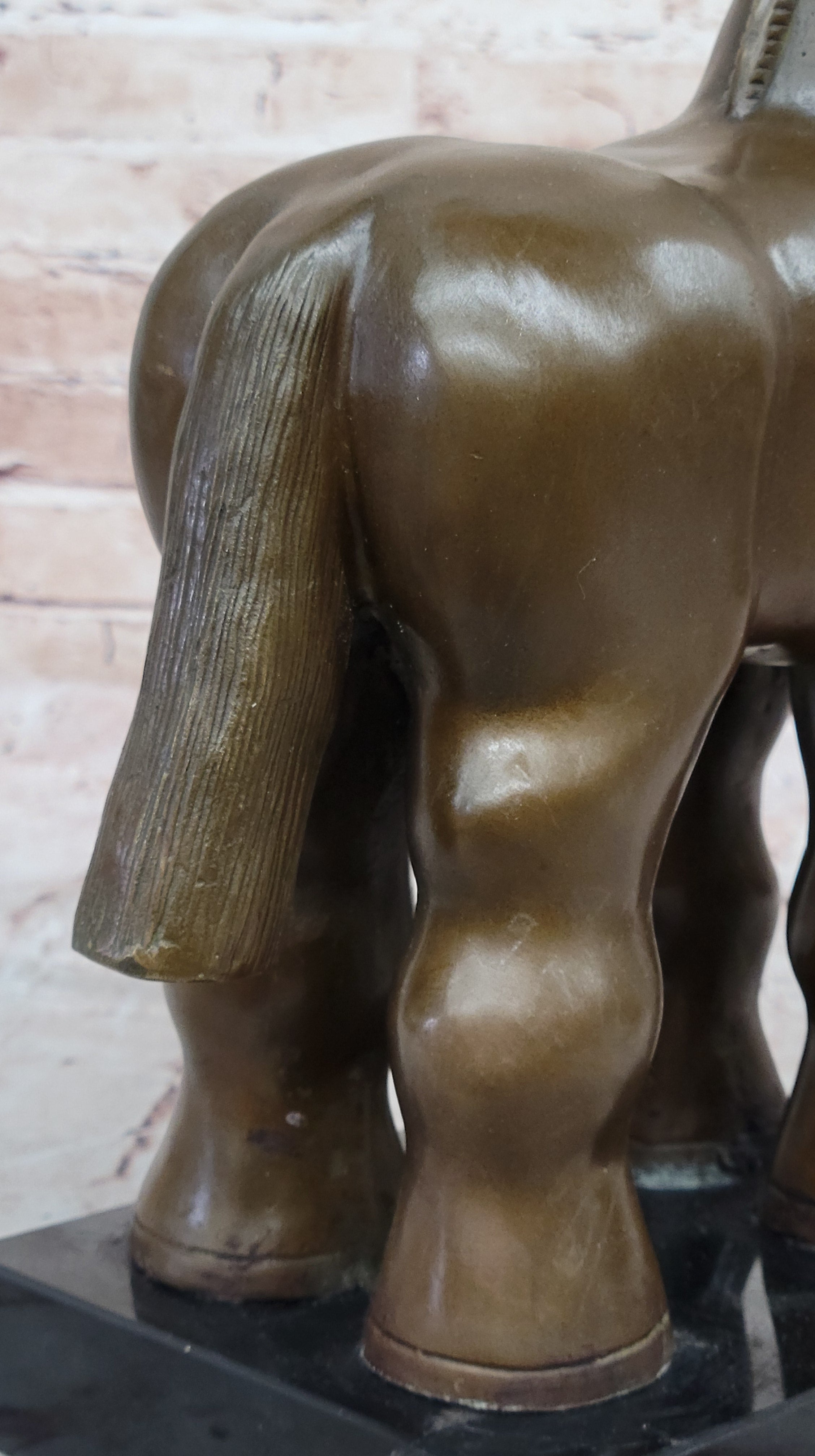 Fernando Botero Trojan Horse Abstract Bronze Statue Sculpture on Marble Base