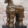 Fernando Botero Trojan Horse Abstract Bronze Statue Sculpture on Marble Base