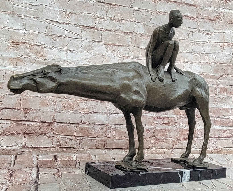Bronze Surreal Horse Rider Sculpture Figure Modern Abstract Art