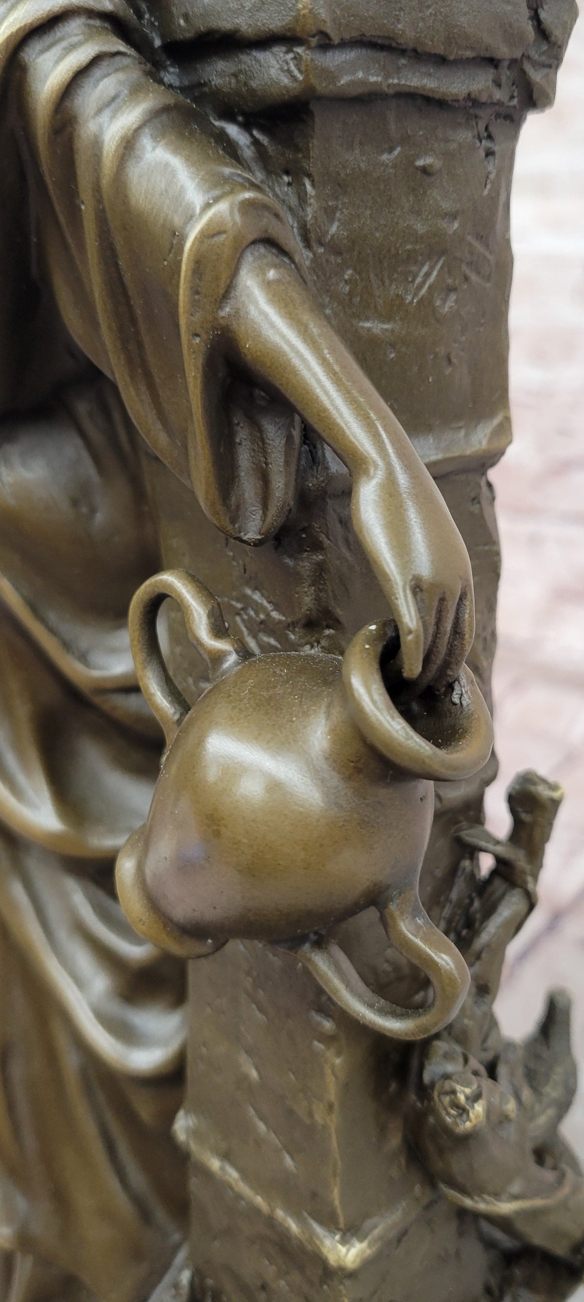 Bronze Classical Maiden Sculpture Bird Urn Garden Art