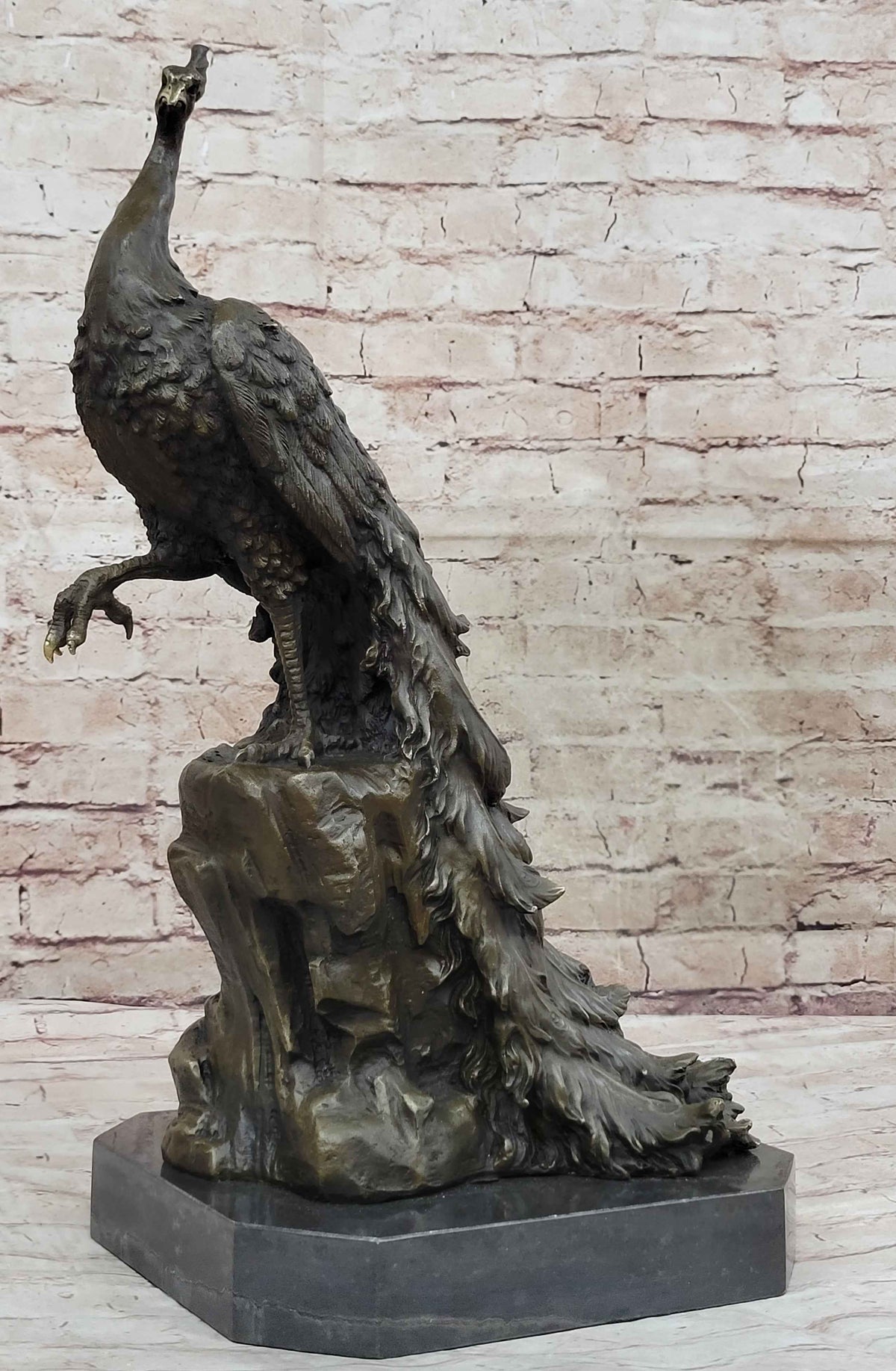 Hand Made Original Milo Peacock Bronze Sculpture Bird Statue Figurine Figure