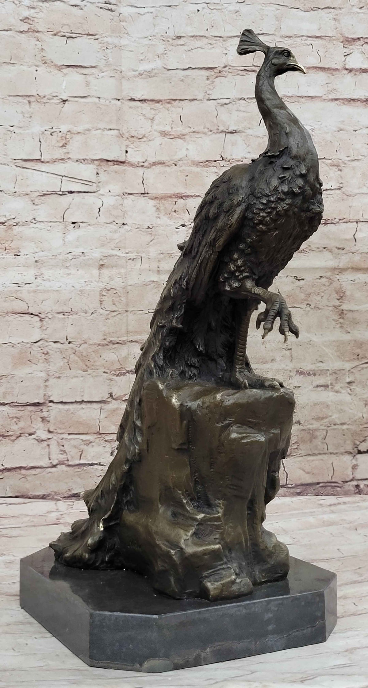 Hand Made Original Milo Peacock Bronze Sculpture Bird Statue Figurine Figure