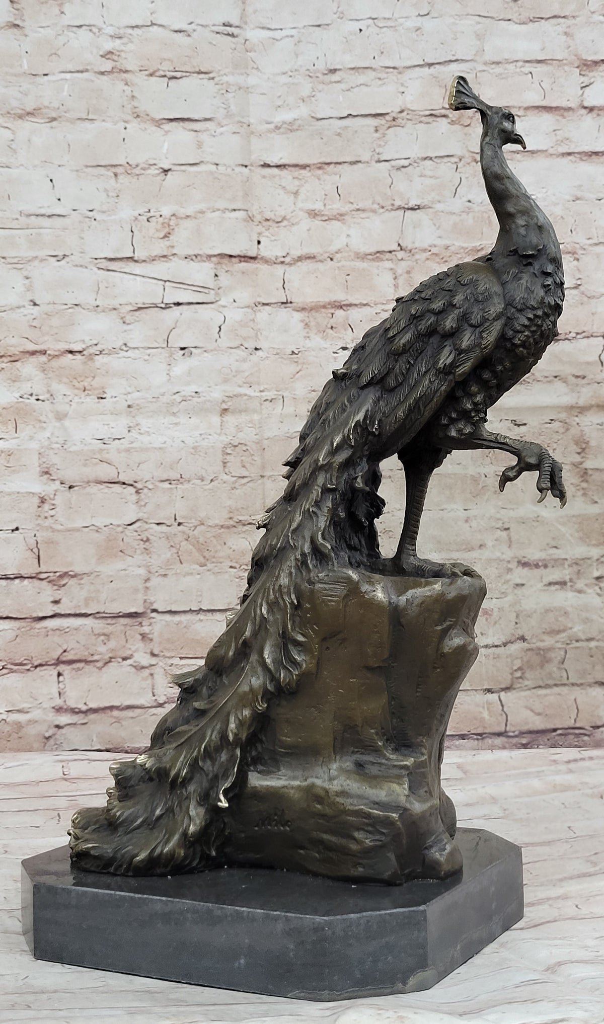 Hand Made Original Milo Peacock Bronze Sculpture Bird Statue Figurine Figure