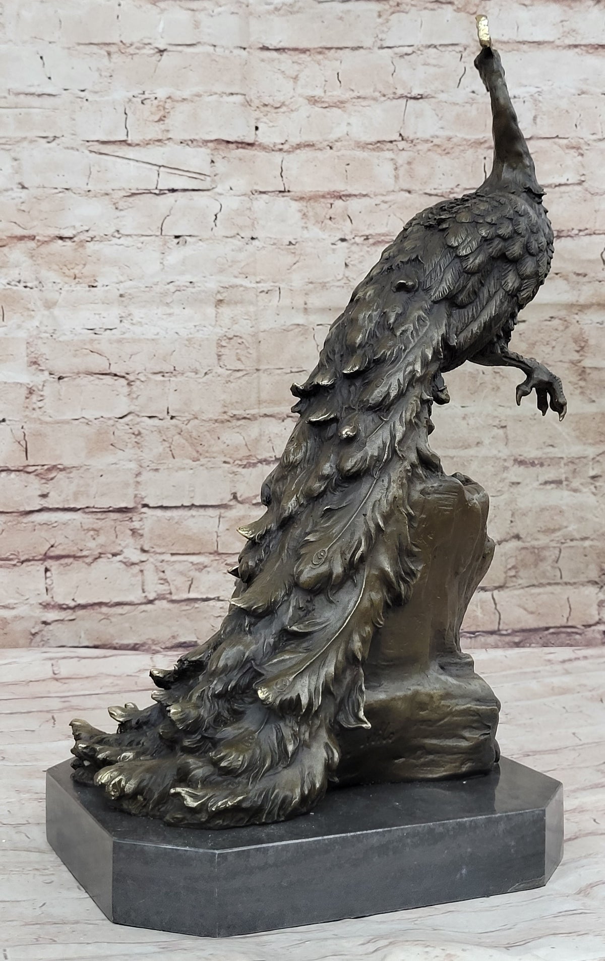 Hand Made Original Milo Peacock Bronze Sculpture Bird Statue Figurine Figure