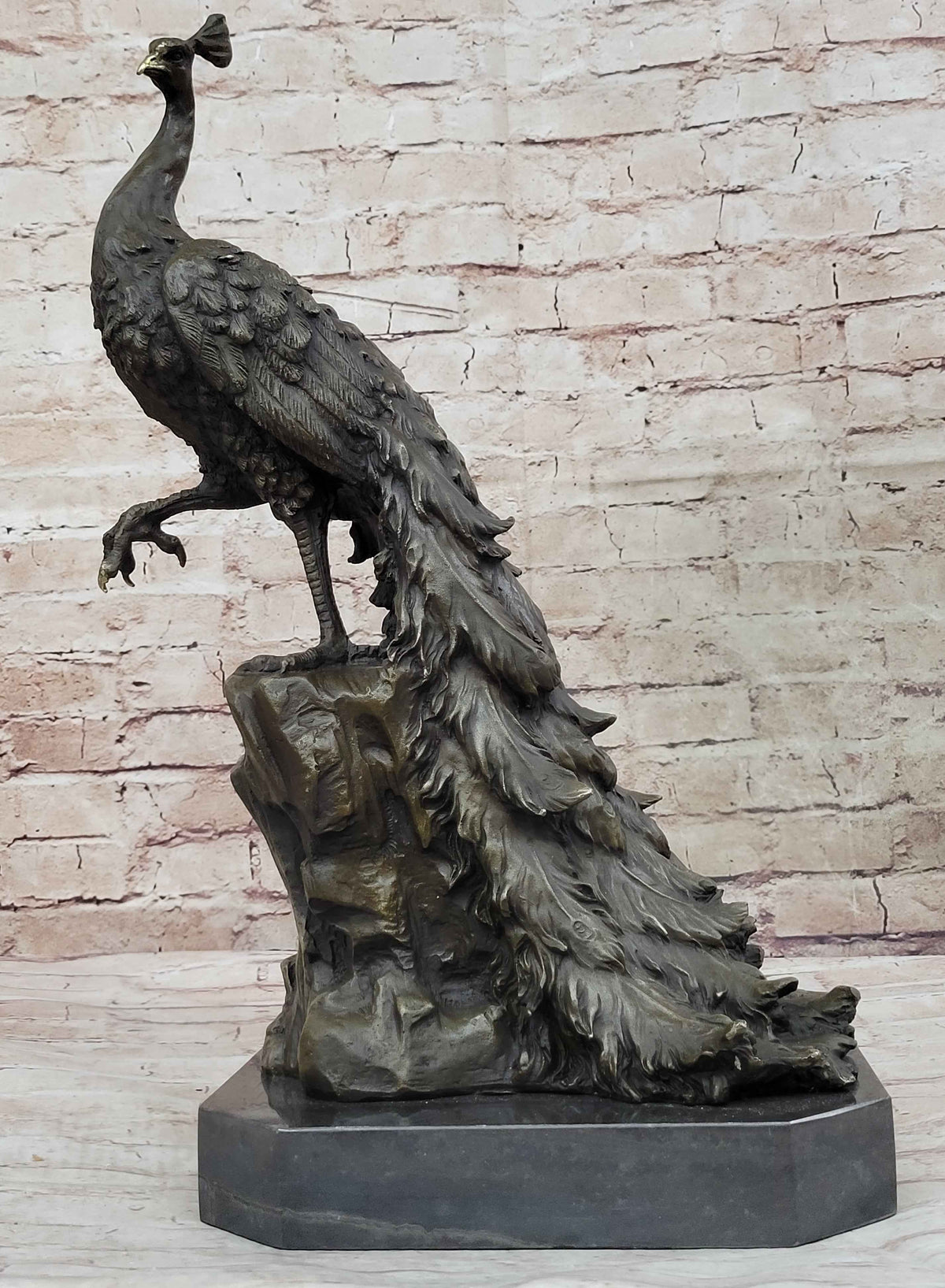 Hand Made Original Milo Peacock Bronze Sculpture Bird Statue Figurine Figure