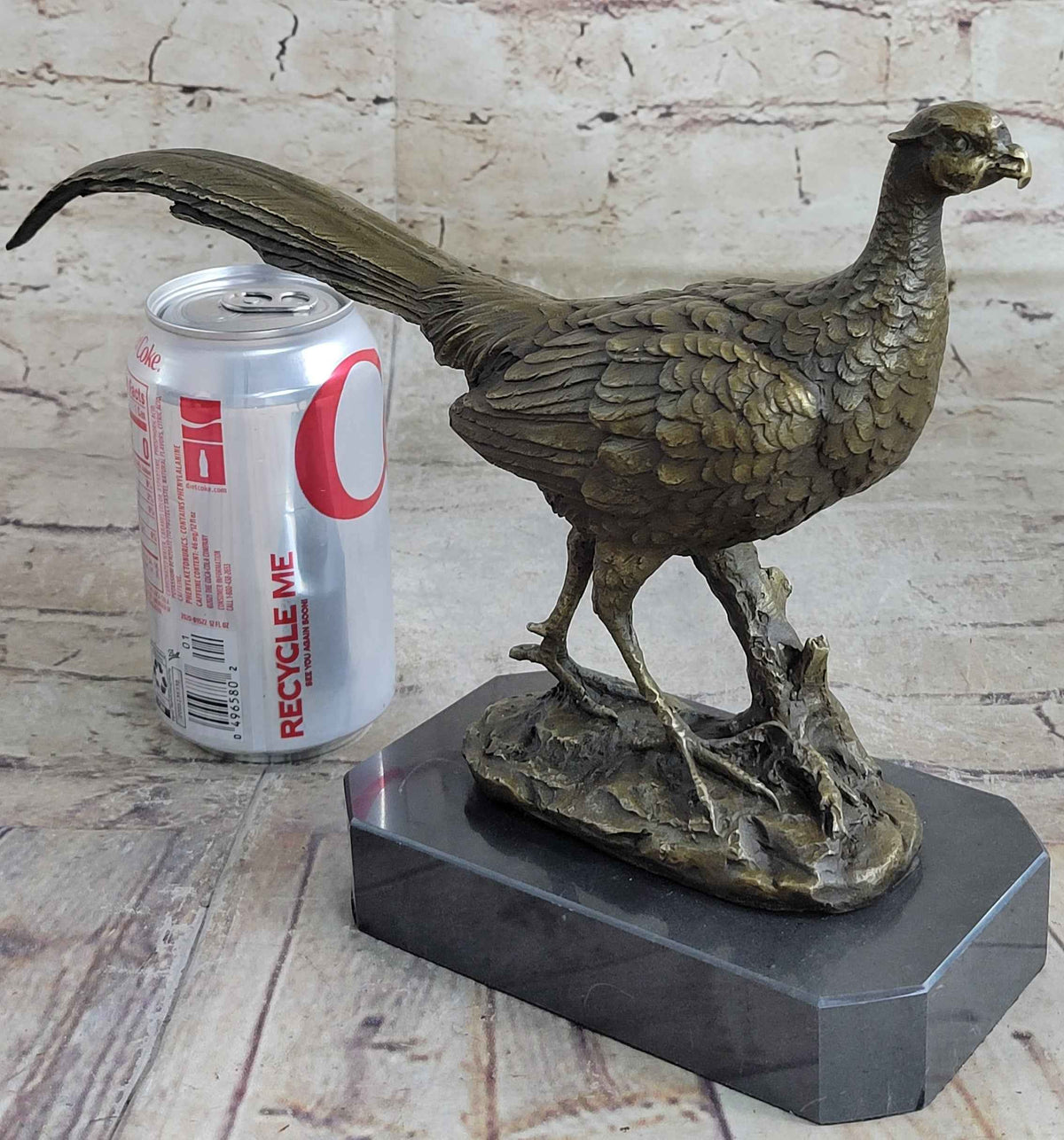 Pheasant Grouse Game Bird Hunter Bronze Marble Statue Wildlife Trophy Figurine
