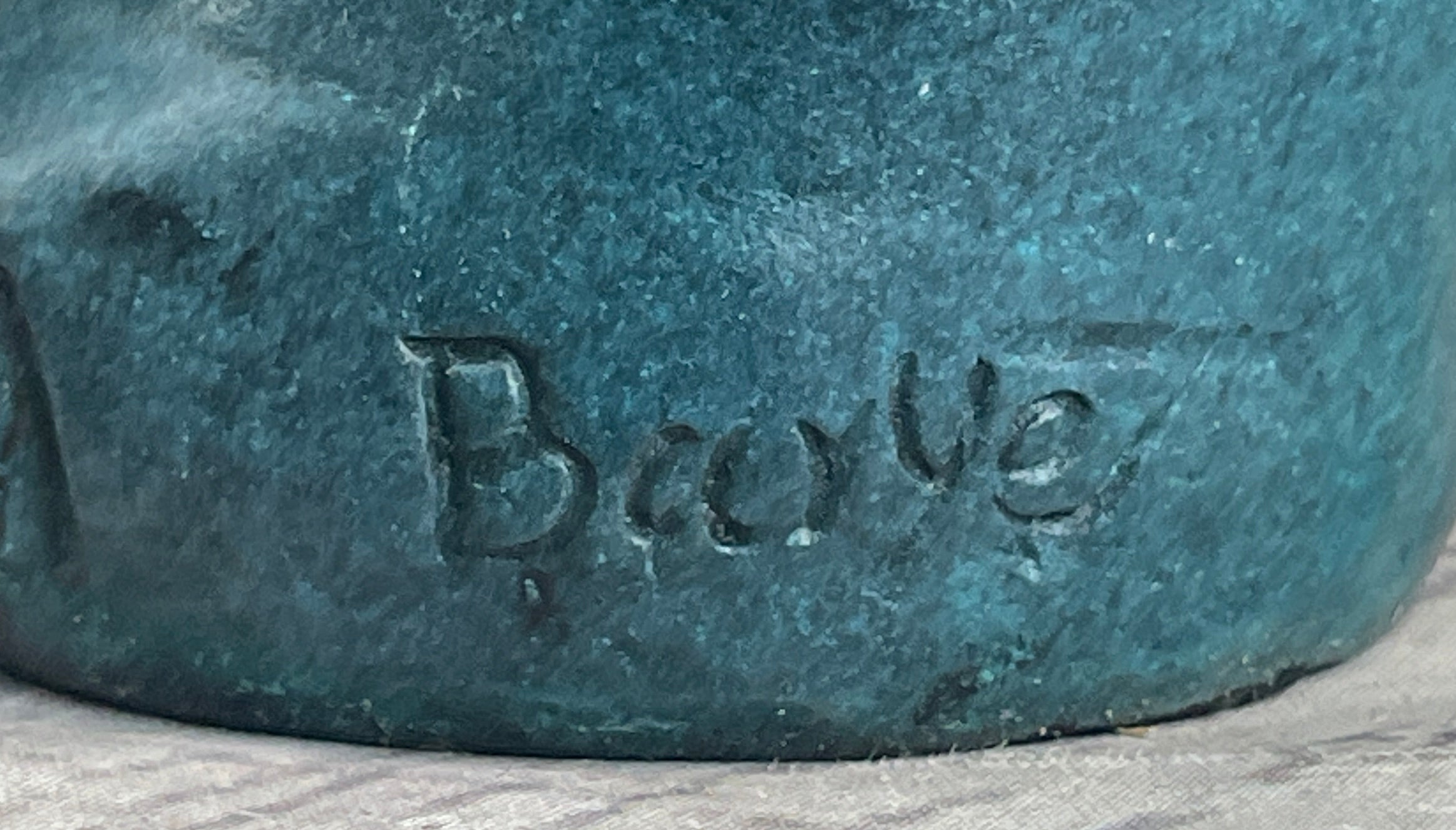 Green Blue Elephant Bronze Sculpture Statue Figure Figurine Signed Original Art