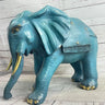 Green Blue Elephant Bronze Sculpture Statue Figure Figurine Signed Original Art