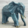 Extra Large Heavy Wildlife Elephant by French Artist Barye Green Patina Bronze Statue