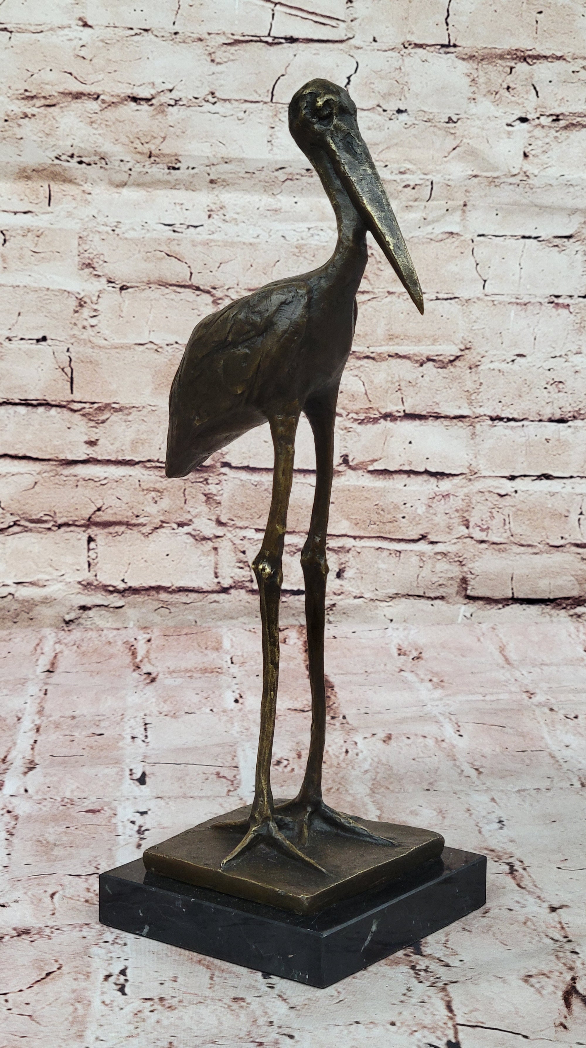 Bronze Stork Sculpture – Elegant Bird Statue for Indoor or Outdoor Decor